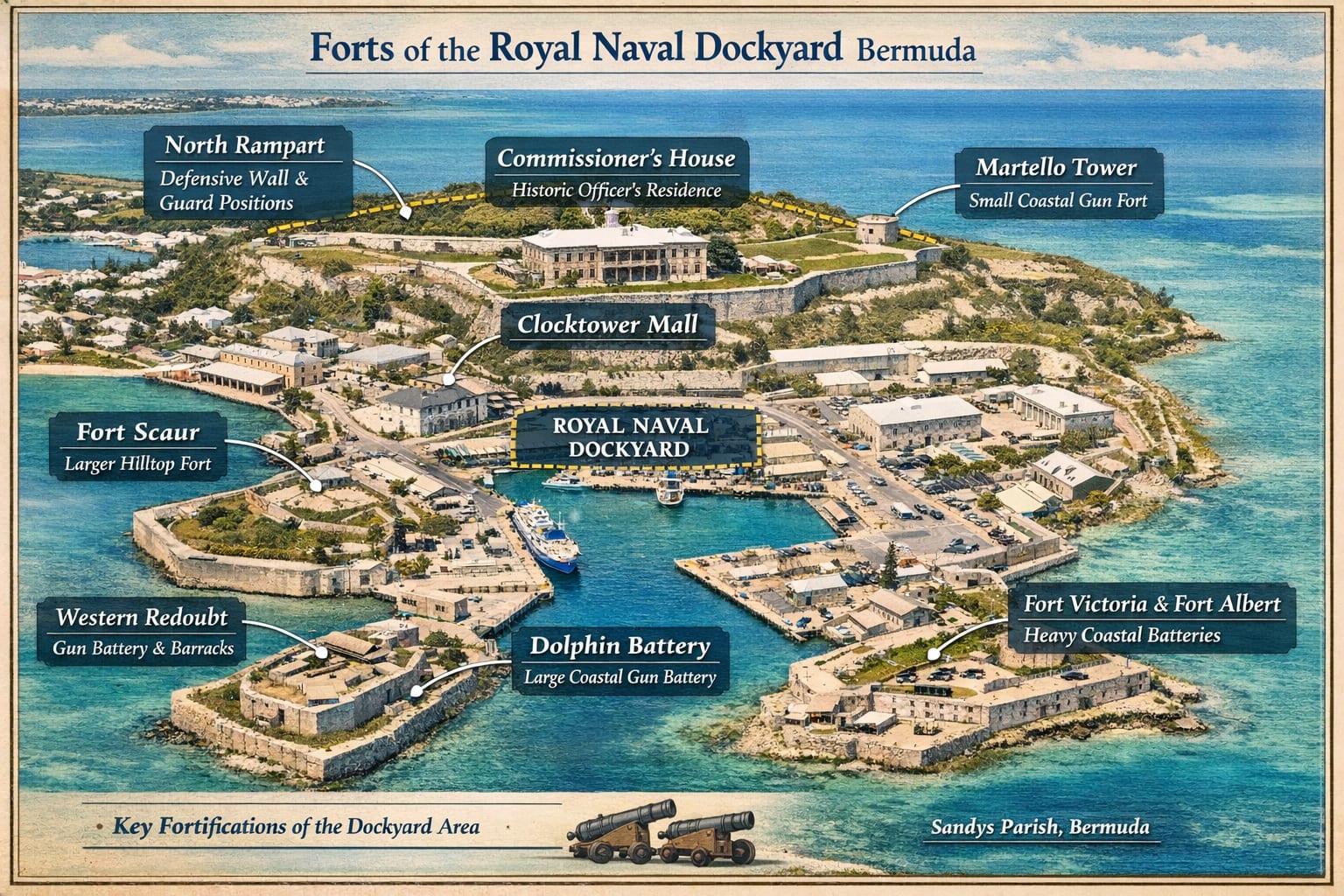The forts of the Royal Naval Dockyard