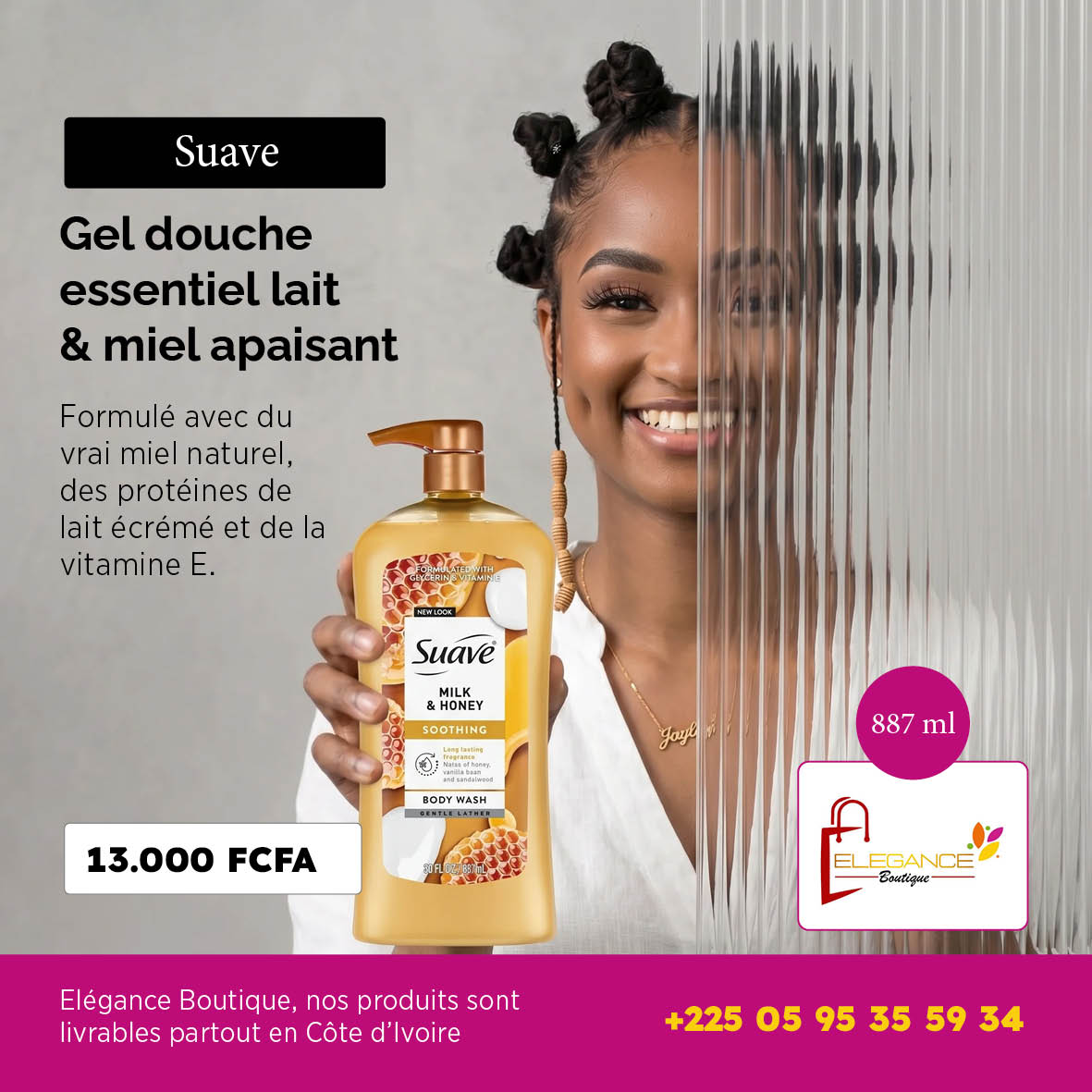 Suave Gel douche essentiel lait & miel apaisant