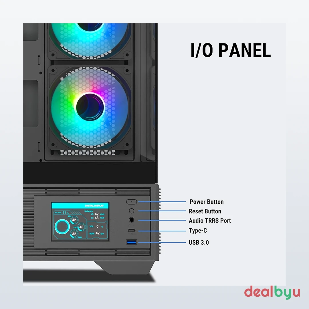 Ant Esports Crystal X6 Digital — Mid Tower PC Cabinet (E-ATX)