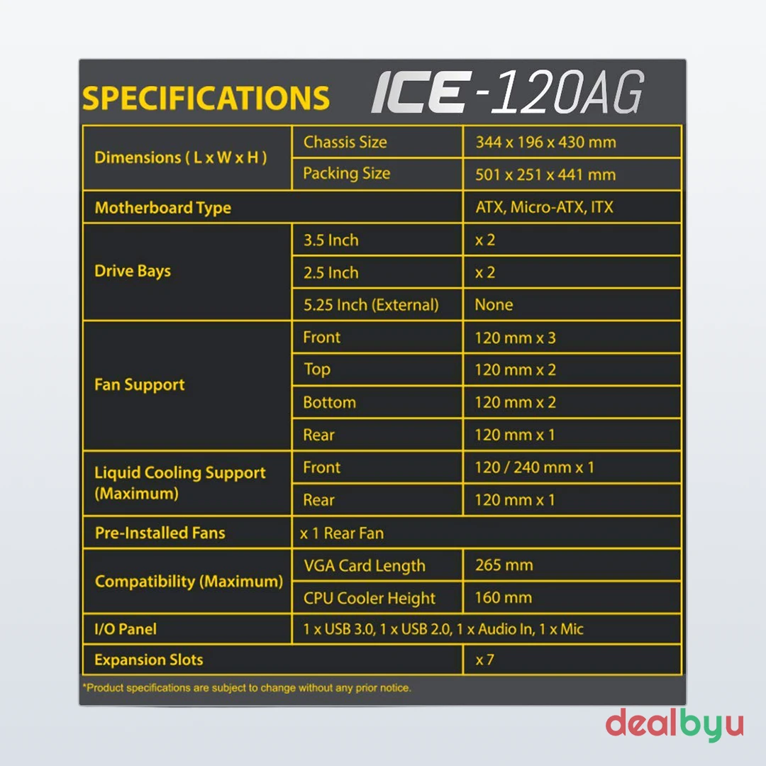 Ant Esports ICE-120AG — Mid Tower PC Cabinet (ATX)