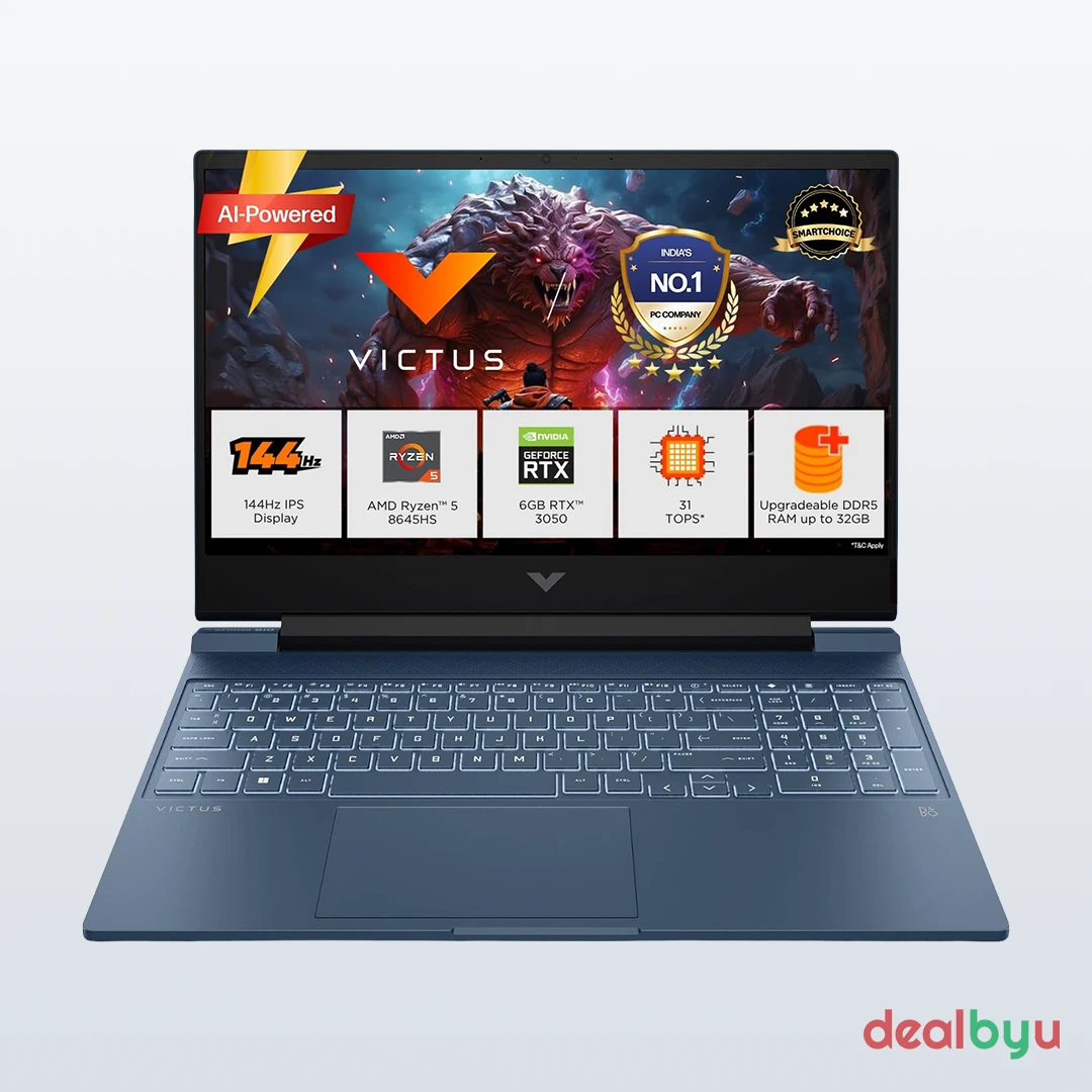 HP Victus 15-fb3009AX — Ryzen 5 8645HS, 16 GB / 512 GB, RTX 3050 6 GB, 15.6" FHD 144 Hz, Performance Blue