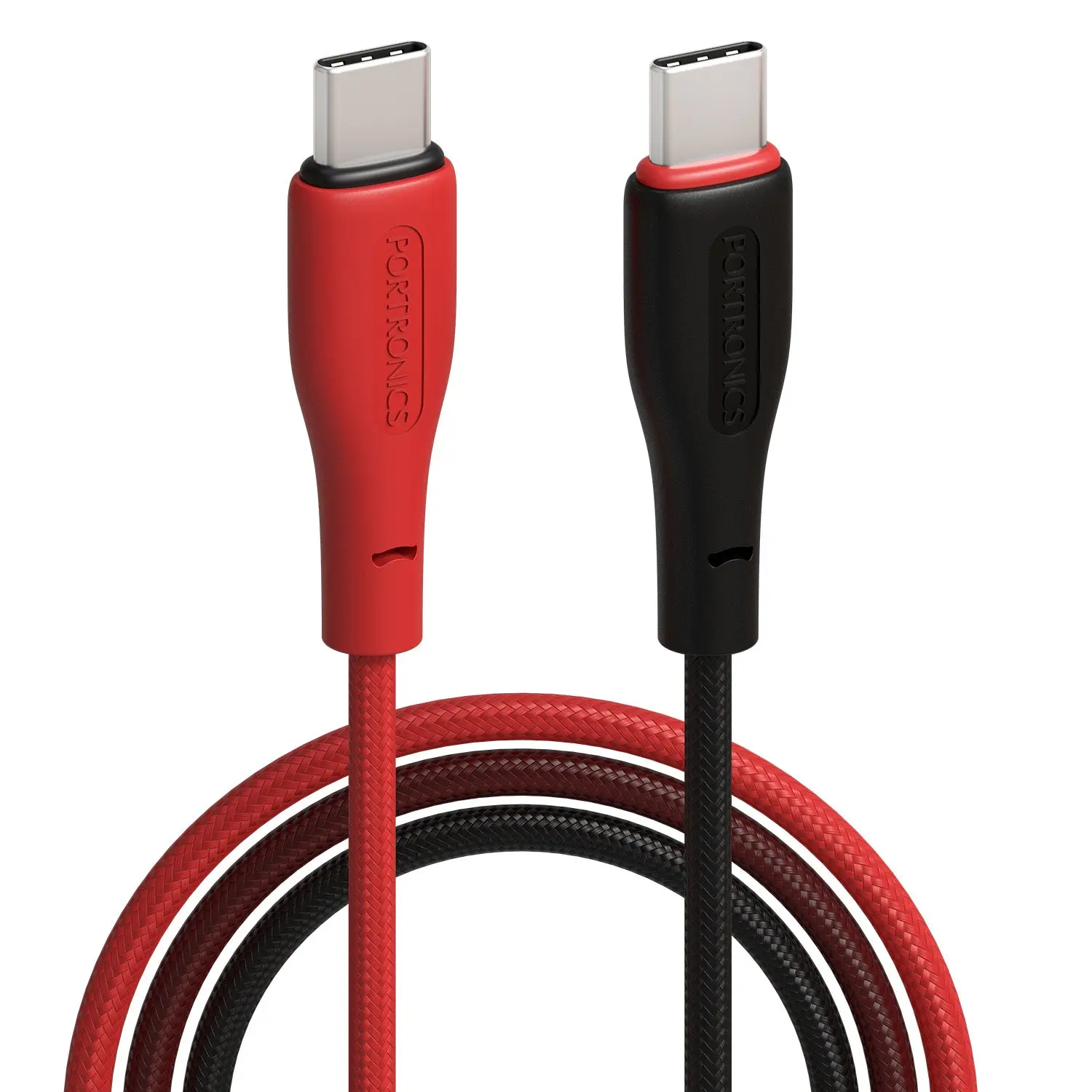 Portronics HUE X - Type C To Type C 60W 1M, Black+Red