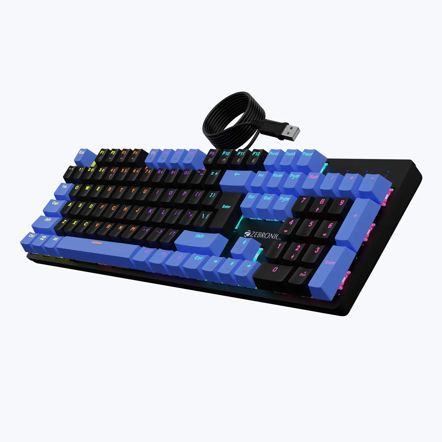 Zebronics Nitro Plus — Mechanical Gaming Keyboard, Clicky Blue, Multi-colour LED