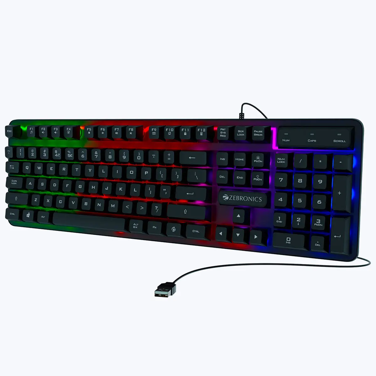 Zebronics Transformer K1 — Multimedia Keyboard, Multi-colour LED