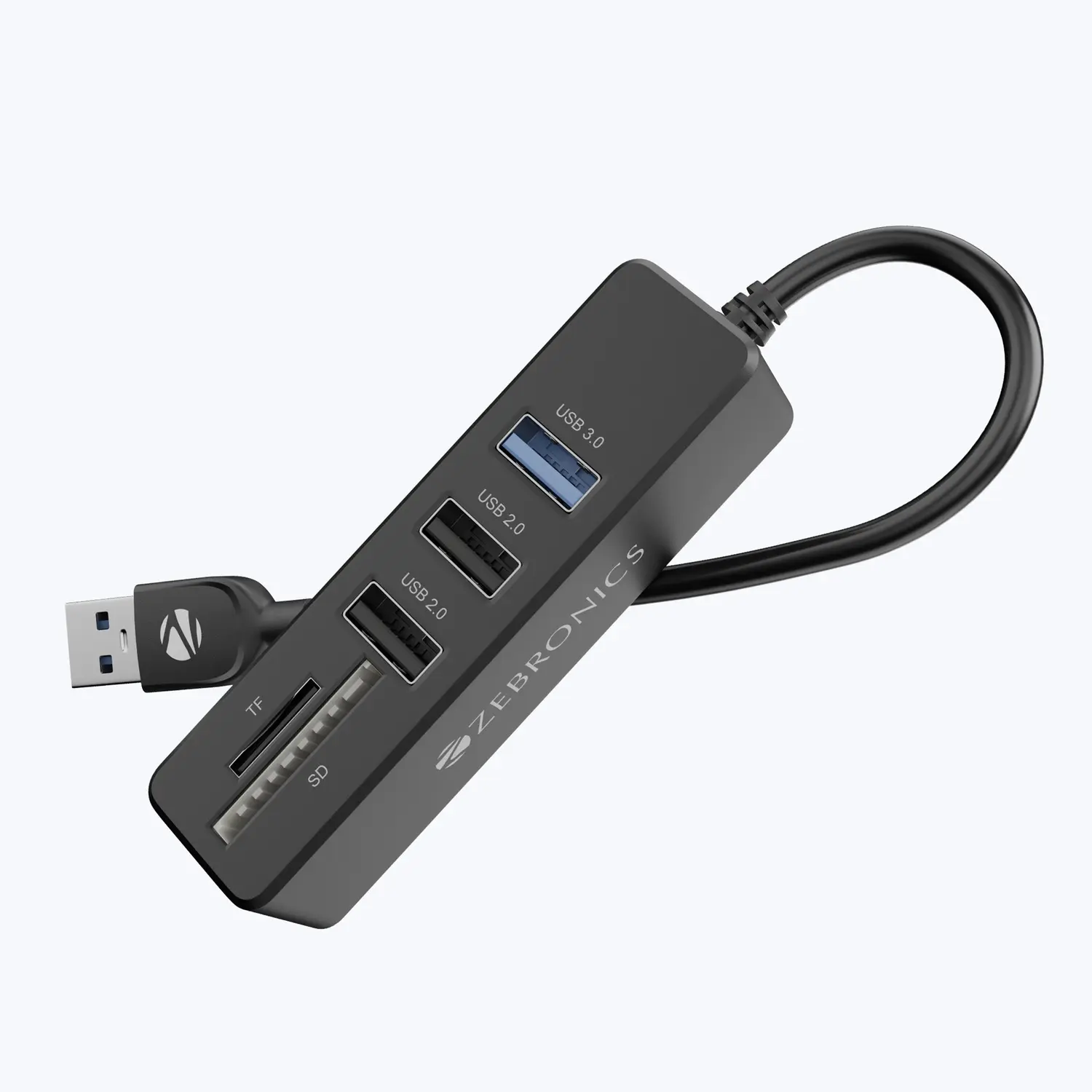 Zebronics ZEB-250HB USB Hub + SD/microSD Card Reader — USB hub + card reader combo, 3x USB + SD + microSD slots