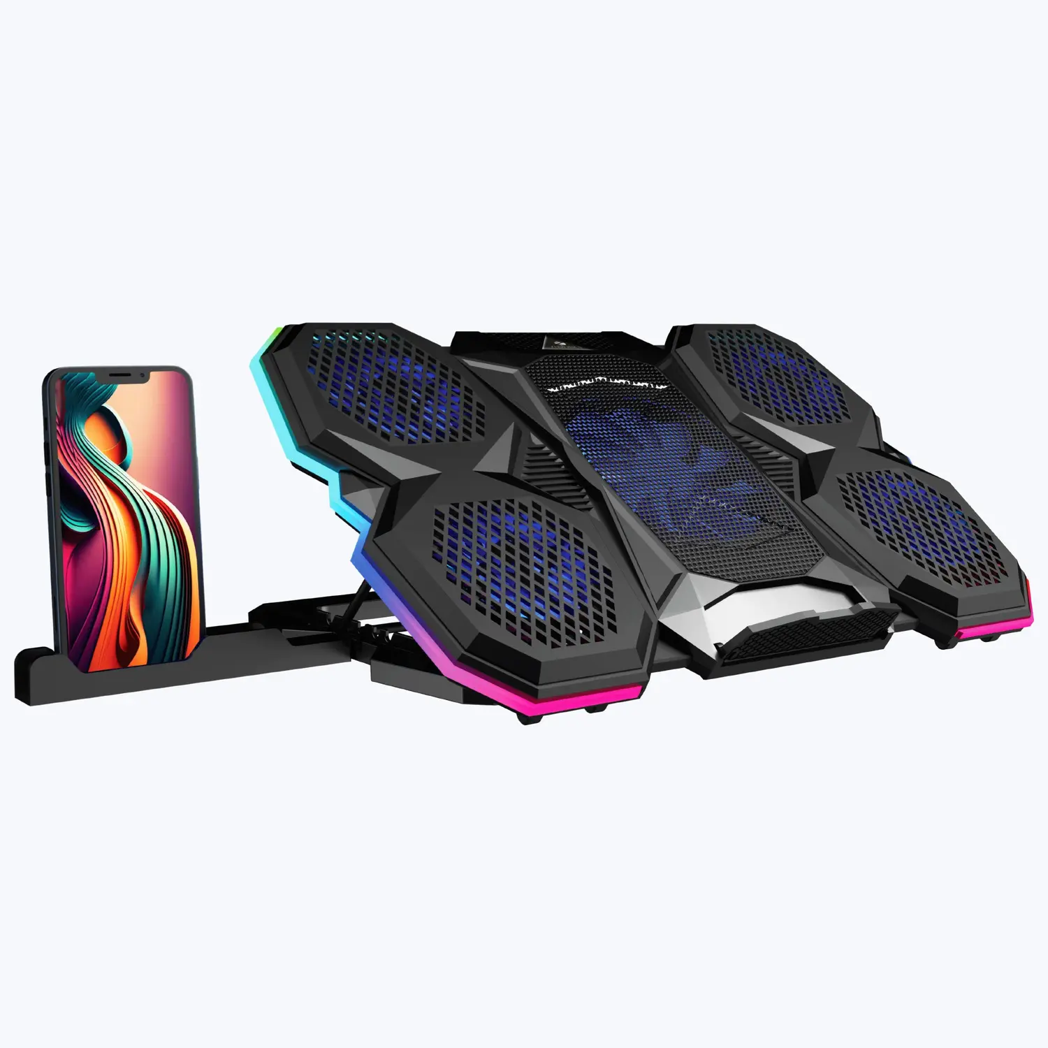 Zebronics NC8000 Laptop Cooling Pad — Active laptop cooling pad (USB powered), 5 fans (big 110 x 15 mm + 70 x 10 mm fans)