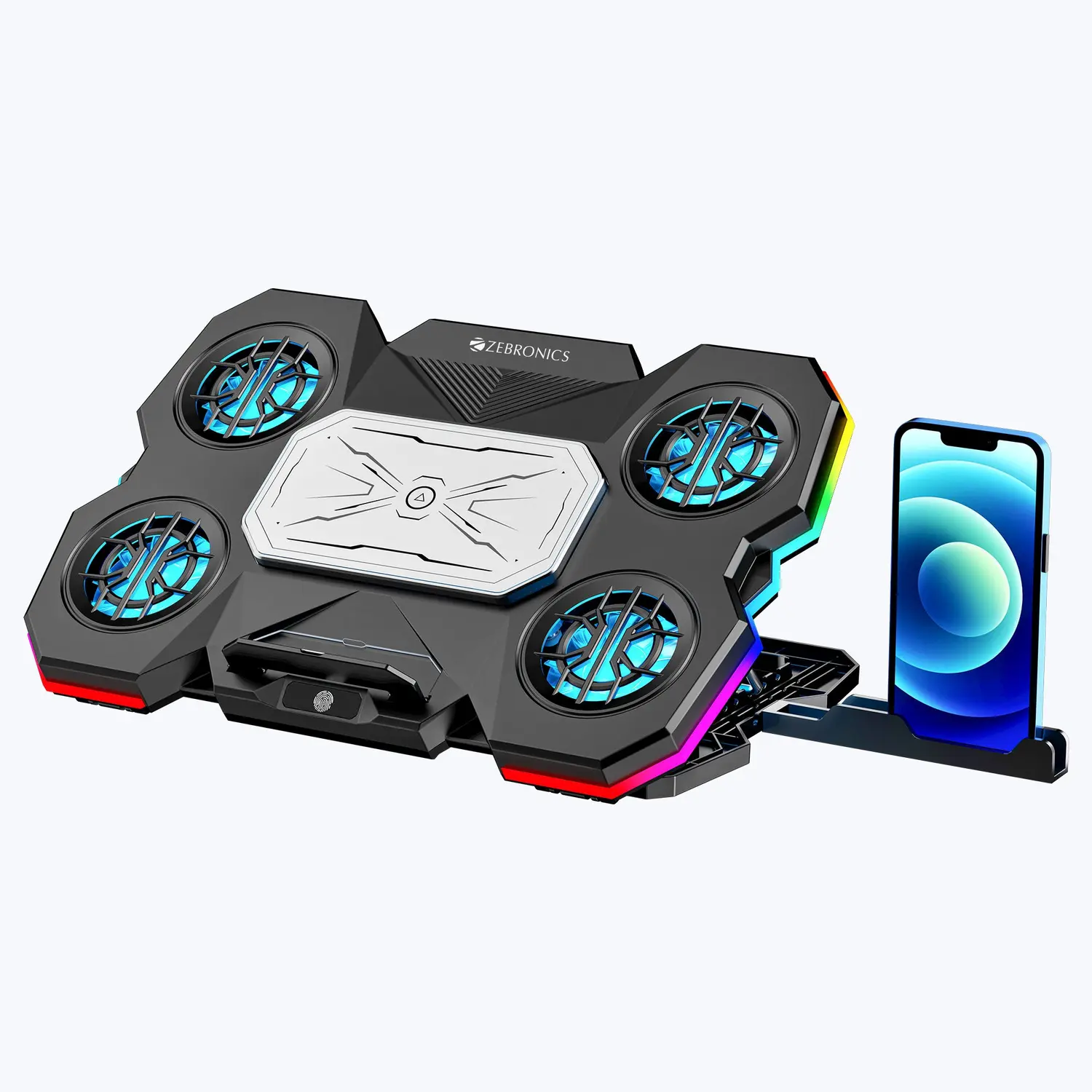 Zebronics NTC2000 Laptop Cooling Pad — Active laptop cooling pad (USB powered), 2 fans — big 70 x 15 mm @ 2600 RPM + 55 x 10 mm @ 900 RPM