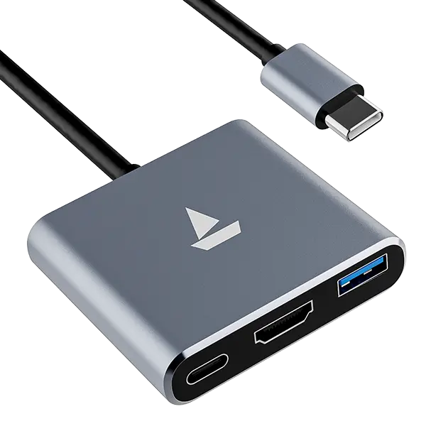 boAt Swift Lynk 3-in-1 USB-C Hub (Silver) — 3-in-1 USB-C expansion hub, HDMI 4K (3840x2160) @30Hz