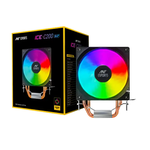 Ant Esports ICE-C200 V2 Rainbow — Single-Tower CPU Air Cooler, RGB