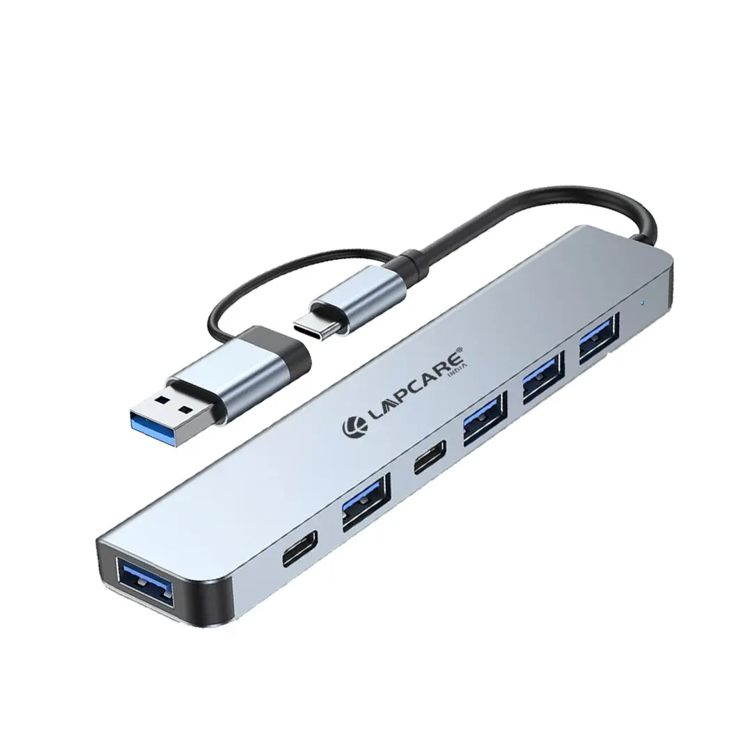 Lapcare Lap-C 7-in-1 USB-C Docking Station — 4K HDMI, USB 3.0, USB-C data, USB-C PD, card reader, HDMI up to 4K
