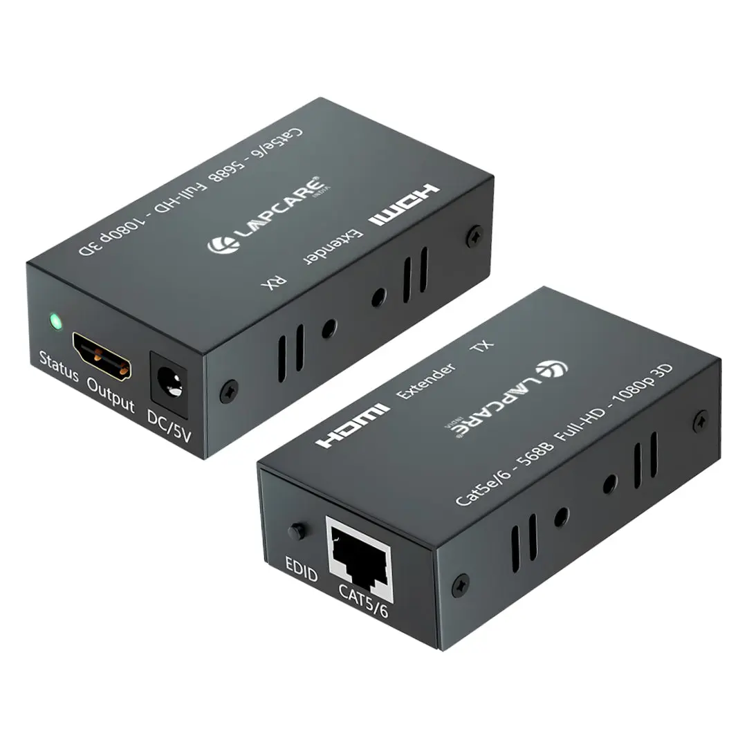 Lapcare HDMI Extender over CAT5e/CAT6 (60M) — HDMI over CAT5e/CAT6, Up to 60 m