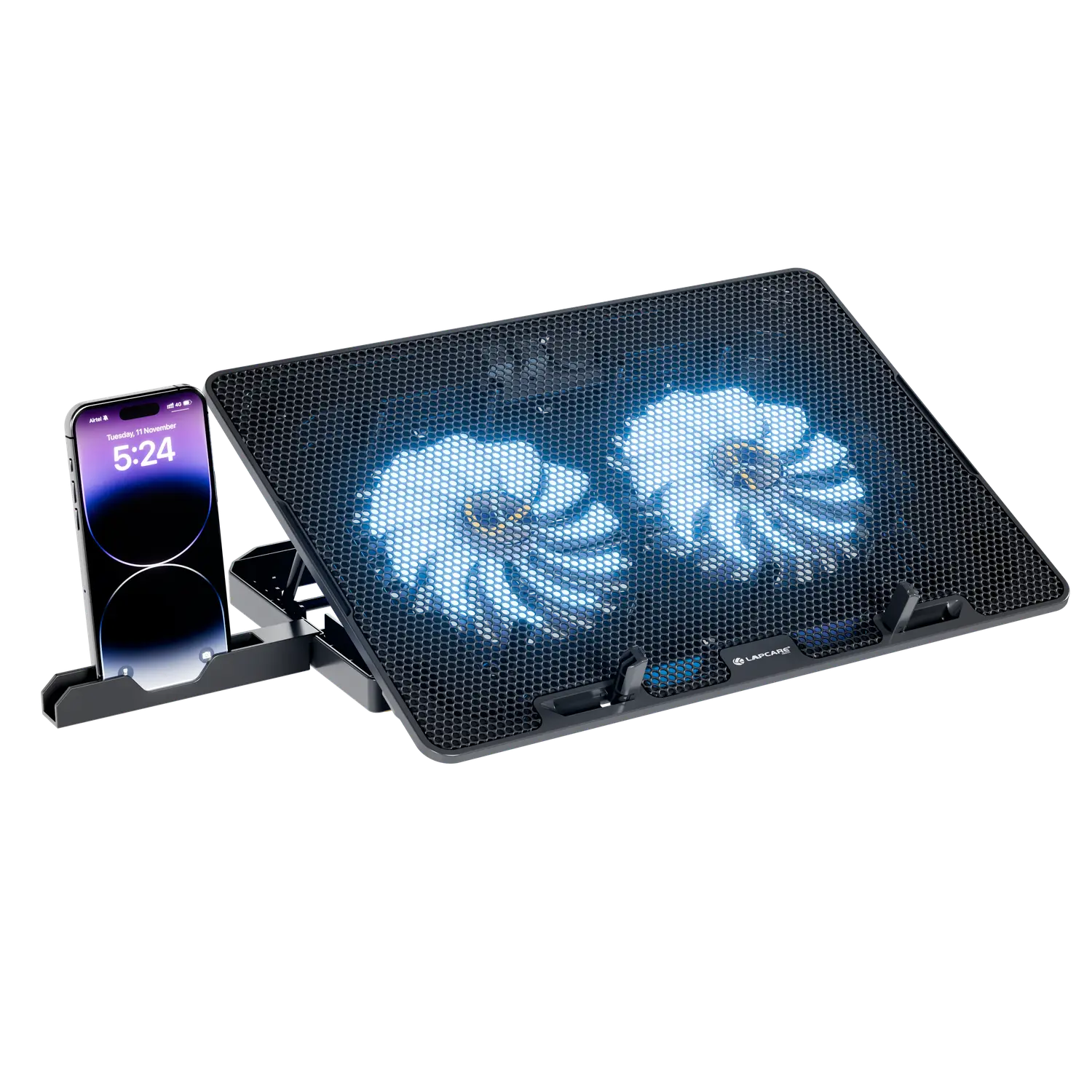 Lapcare Chillmate Dual-Fan Cooling Pad — 2 x 125mm silent fans, 2 x USB 2.0 (pass-through)