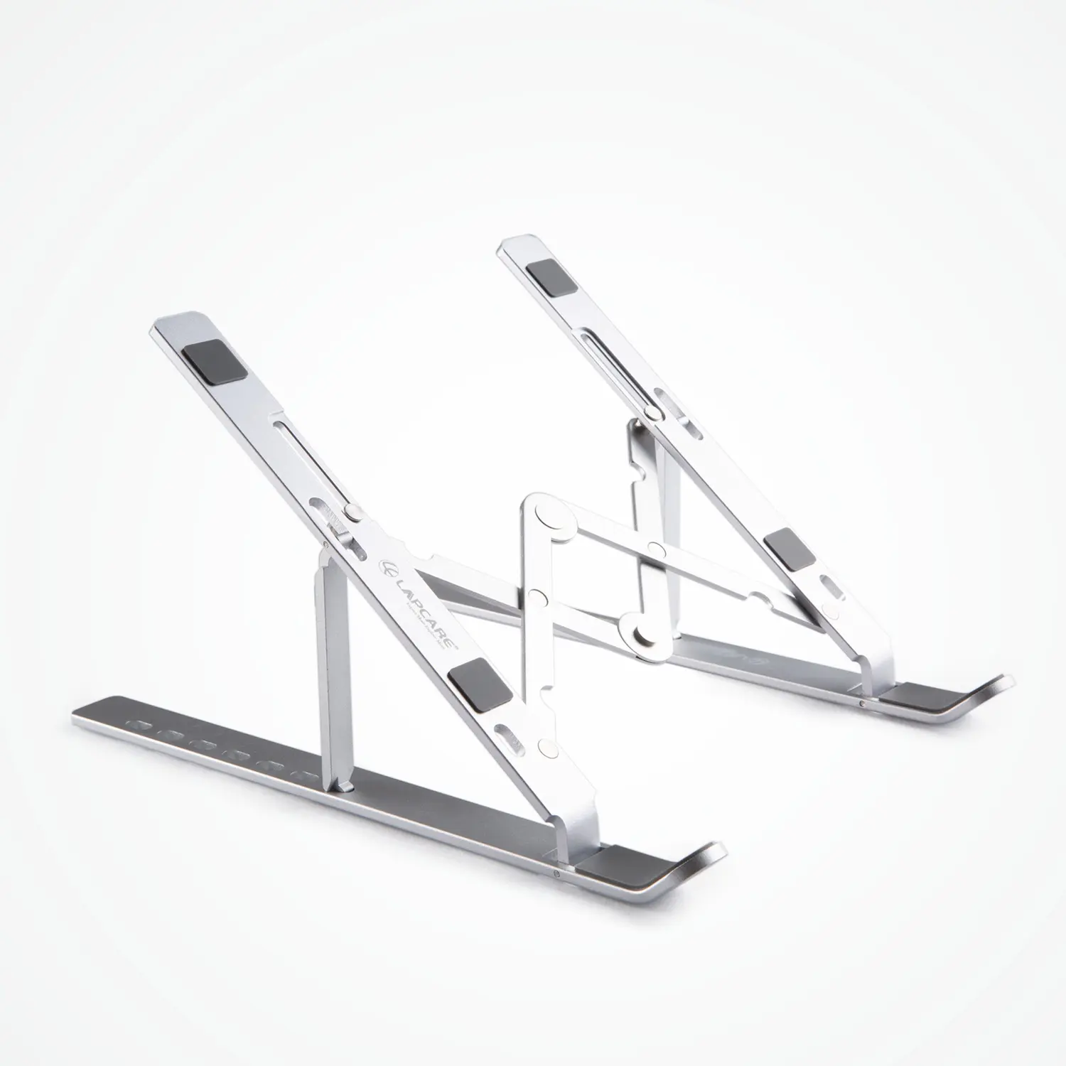 Lapcare LapGo LSE-044 Aluminium Foldable Laptop Stand — Aluminium alloy + silicone pads, 7-level adjustable height/angle, foldable