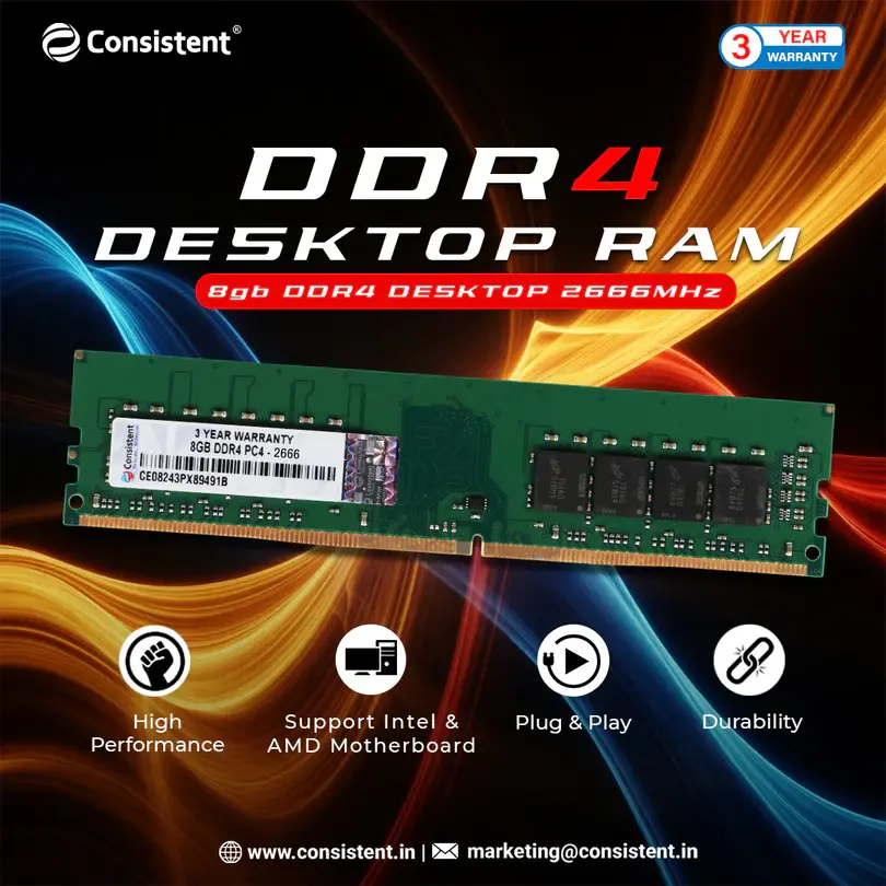 Consistent DDR4 8 GB (1 × 8 GB) 2666 MT/s CL19 Green Desktop Memory Module