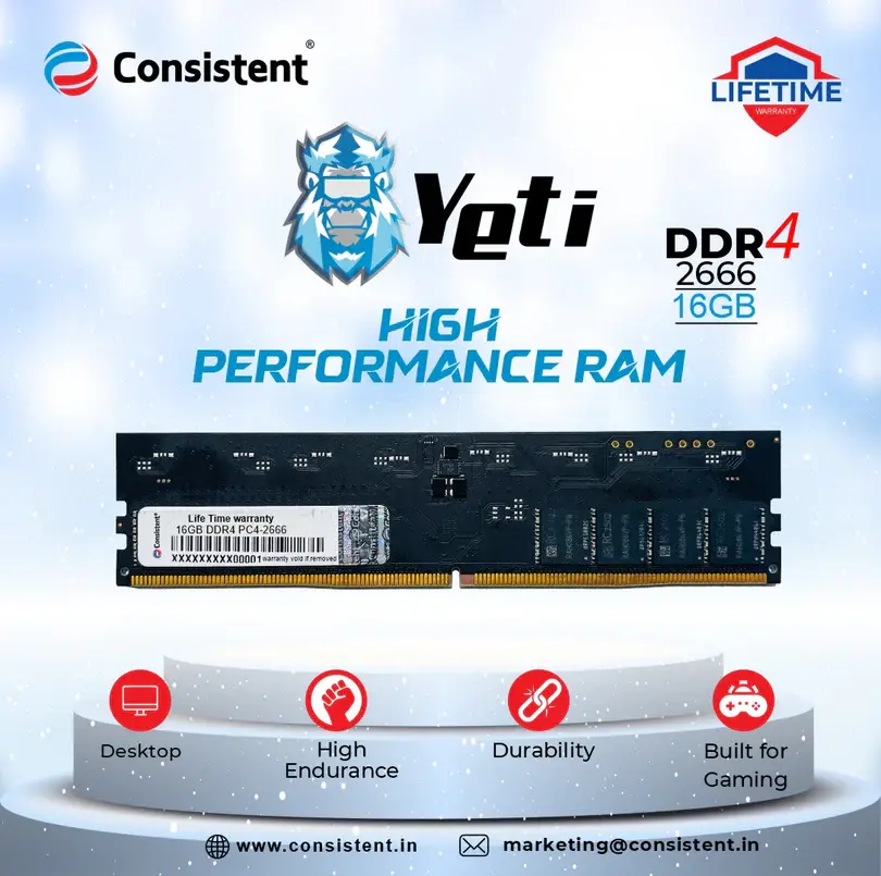 Consistent DDR4 16 GB (1 × 16 GB) 2666 MT/s CL19 Green Desktop Memory Module