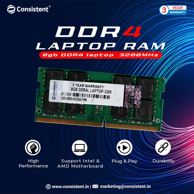 Consistent DDR4 8 GB (1 × 8 GB) 3200 MT/s CL22 Green Laptop Memory Module (SO-DIMM)