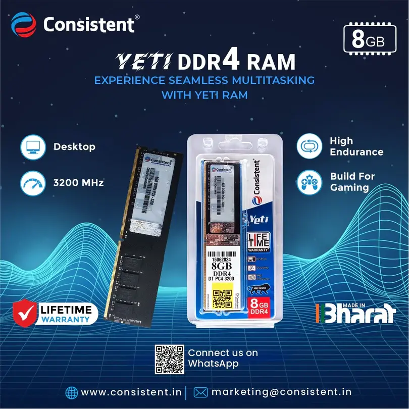 Consistent Yeti DDR4 8 GB (1 × 8 GB) 3200 MT/s CL22 Green Desktop Memory Module