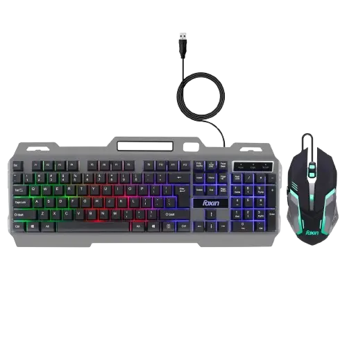 Foxin Thunder — Wired Keyboard + Mouse Combo, Multi-colour LED