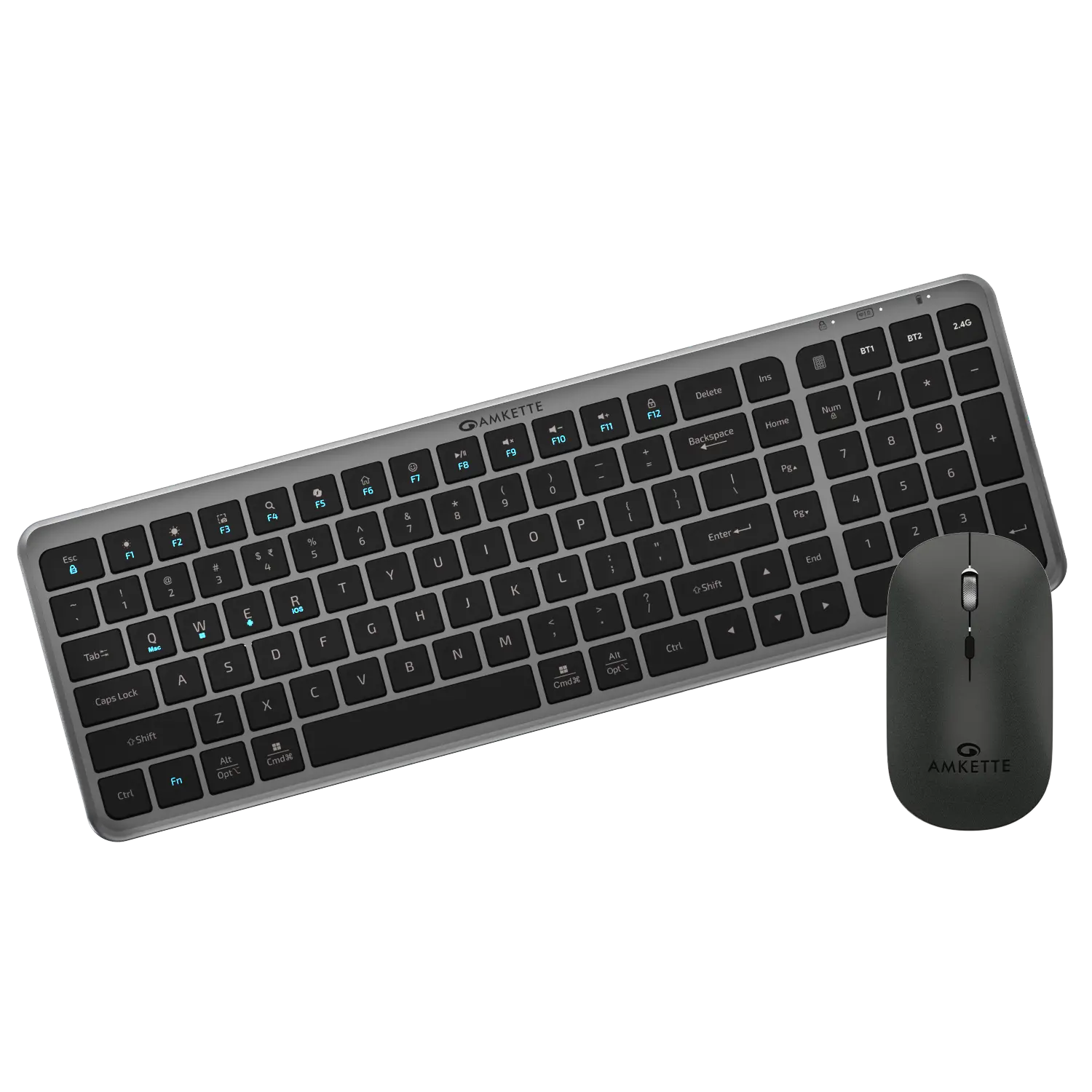 Amkette Wi-Key Max — Wireless Keyboard + Mouse Combo, multi-device wireless, compact