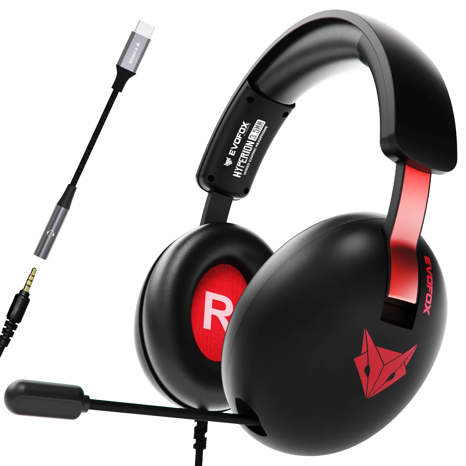 Amkette EvoFox Hyperion — Wired 3.5mm Gaming Headset, Retractable mic
