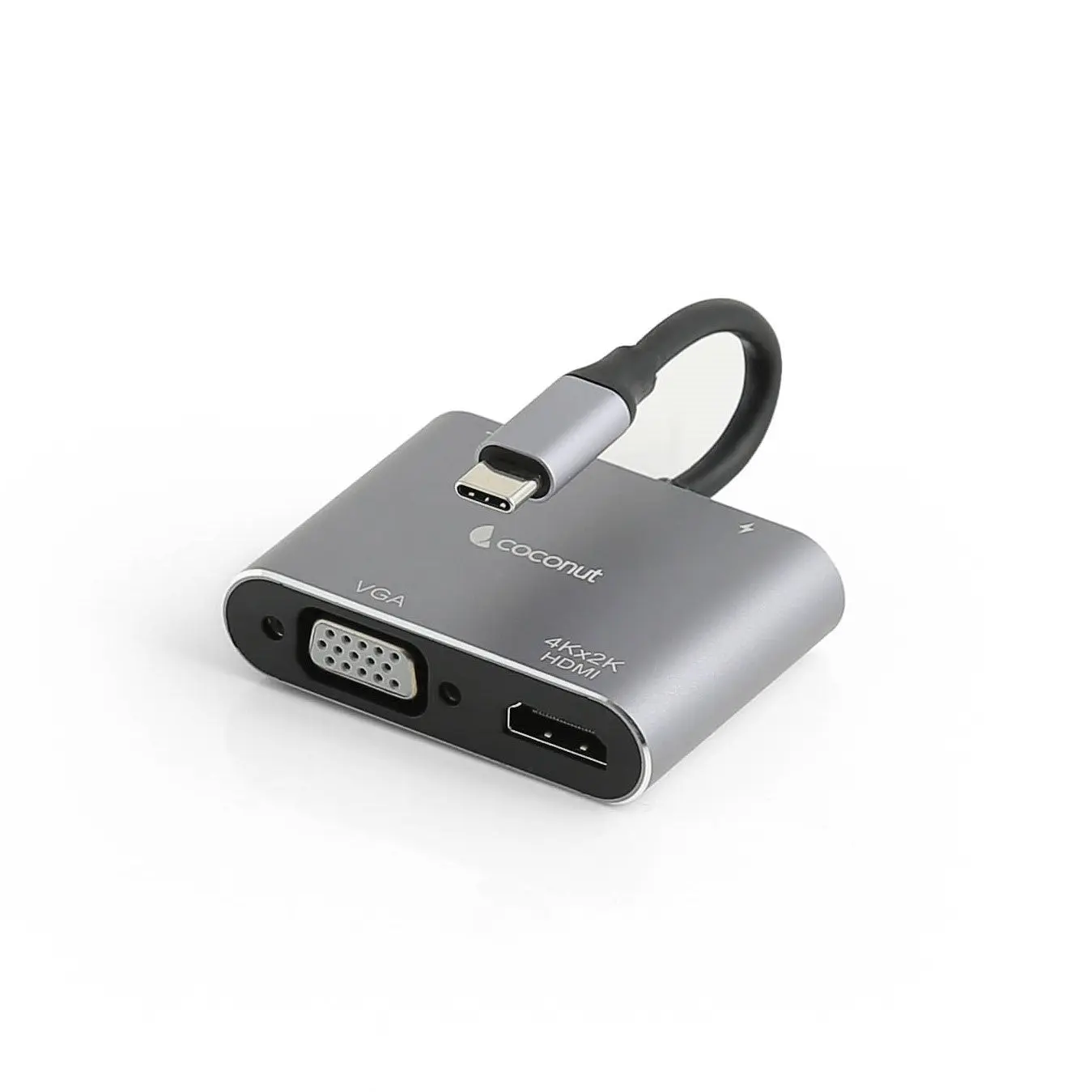 Coconut 4-in-1 Dock A (Type-C to 4K HDMI + VGA + USB 3.0 + USB-C) — USB-C, 4K HDMI + VGA + USB-A 3.0 + USB-C