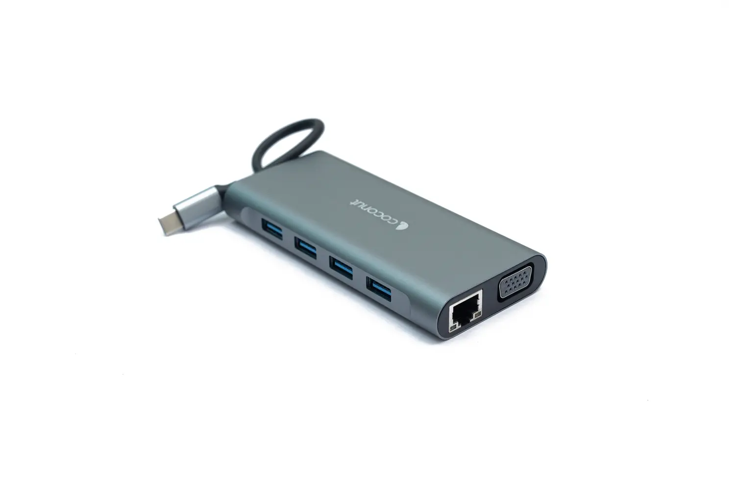 Coconut 12-in-1 Dock A (Dual 4K HDMI USB-C docking station) — USB-C, 3x USB 3.0 + USB 2.0 + SD + TF + 2x 4K HDMI + VGA + USB-C PD + RJ45 LAN + audio