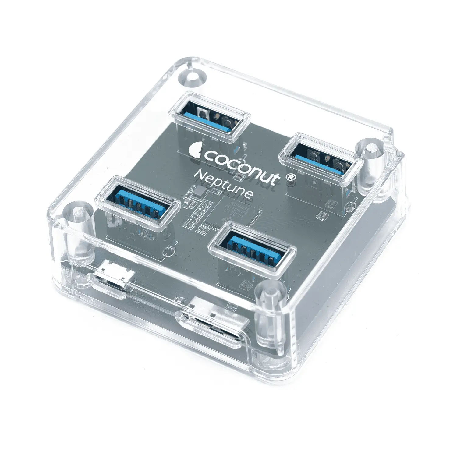Coconut UH17 Neptune USB 3.1 Hub (4-Port, Transparent) — 4x USB-A 3.1, USB 3.1, up to 5 Gbps