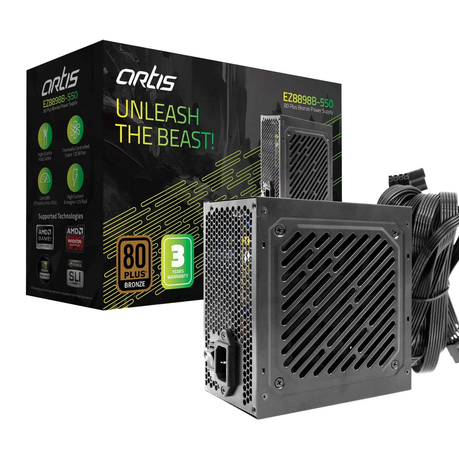 Artis EZ8898B-550 550W — 80+ Bronze Non-Modular Power Supply