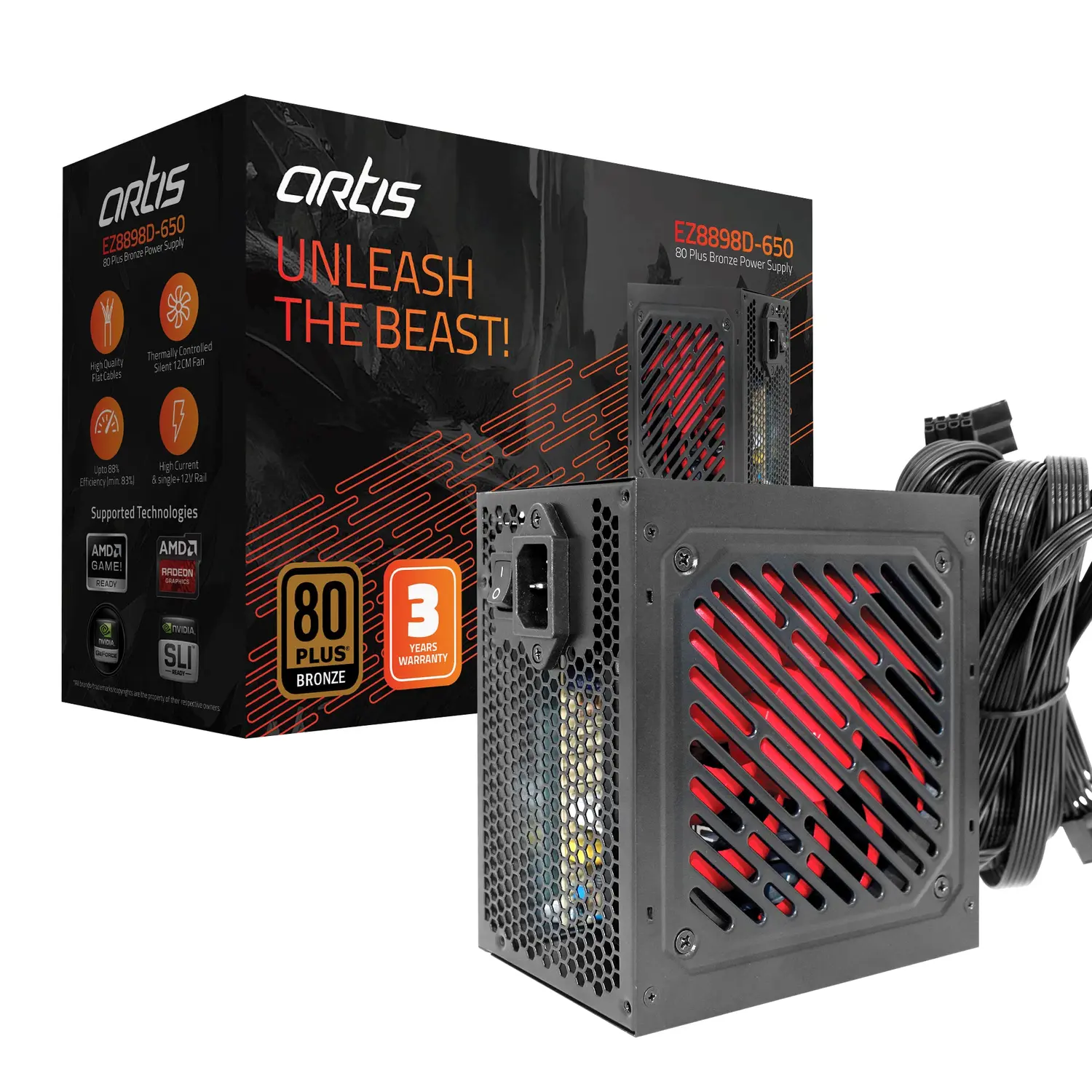 Artis EZ8898D-650 650W — 80+ Bronze Non-Modular Power Supply