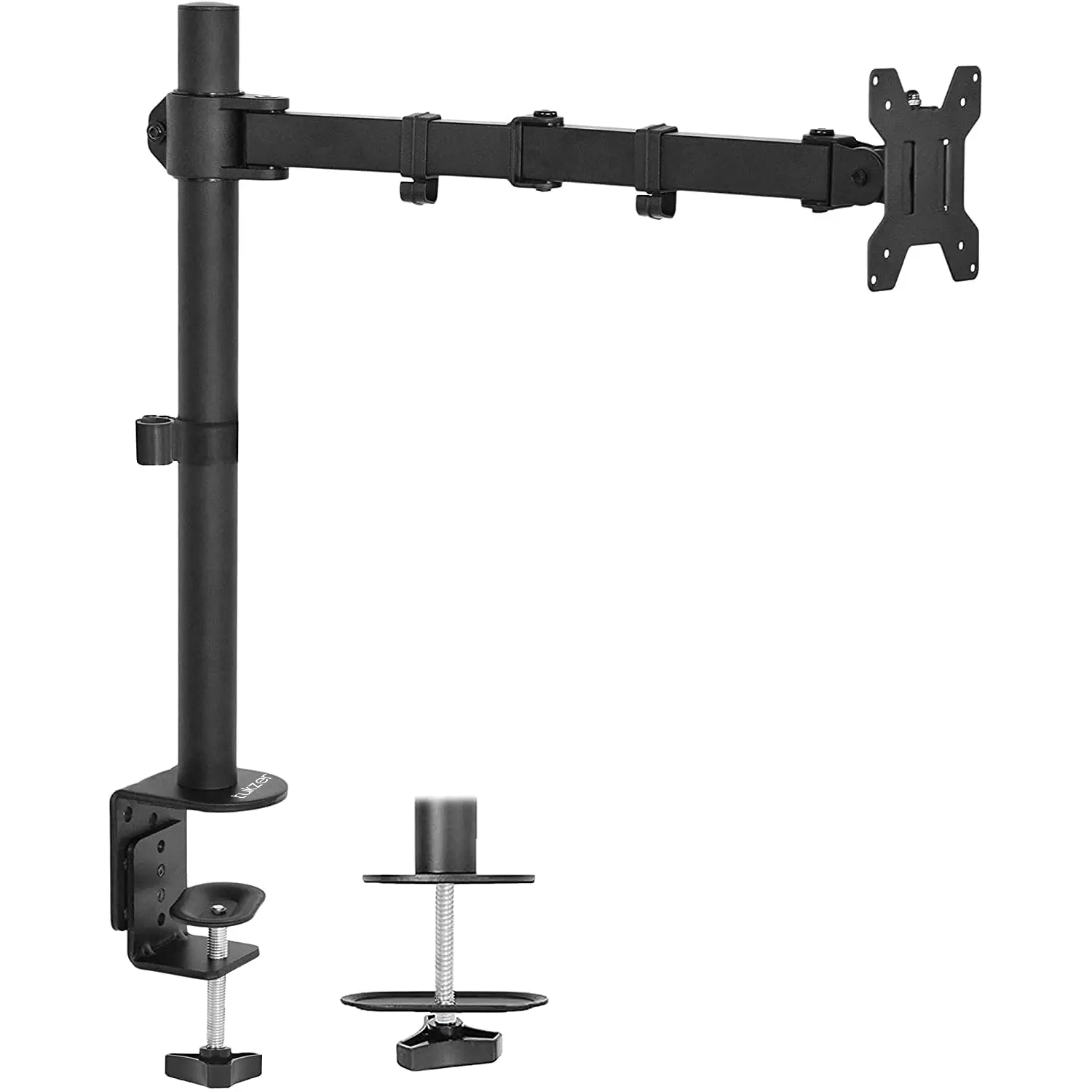 Tukzer Single LCD Monitor Desk Mount Stand (TZ-T19, Steel) — C-clamp desk mount, 75x75 mm & 100x100 mm