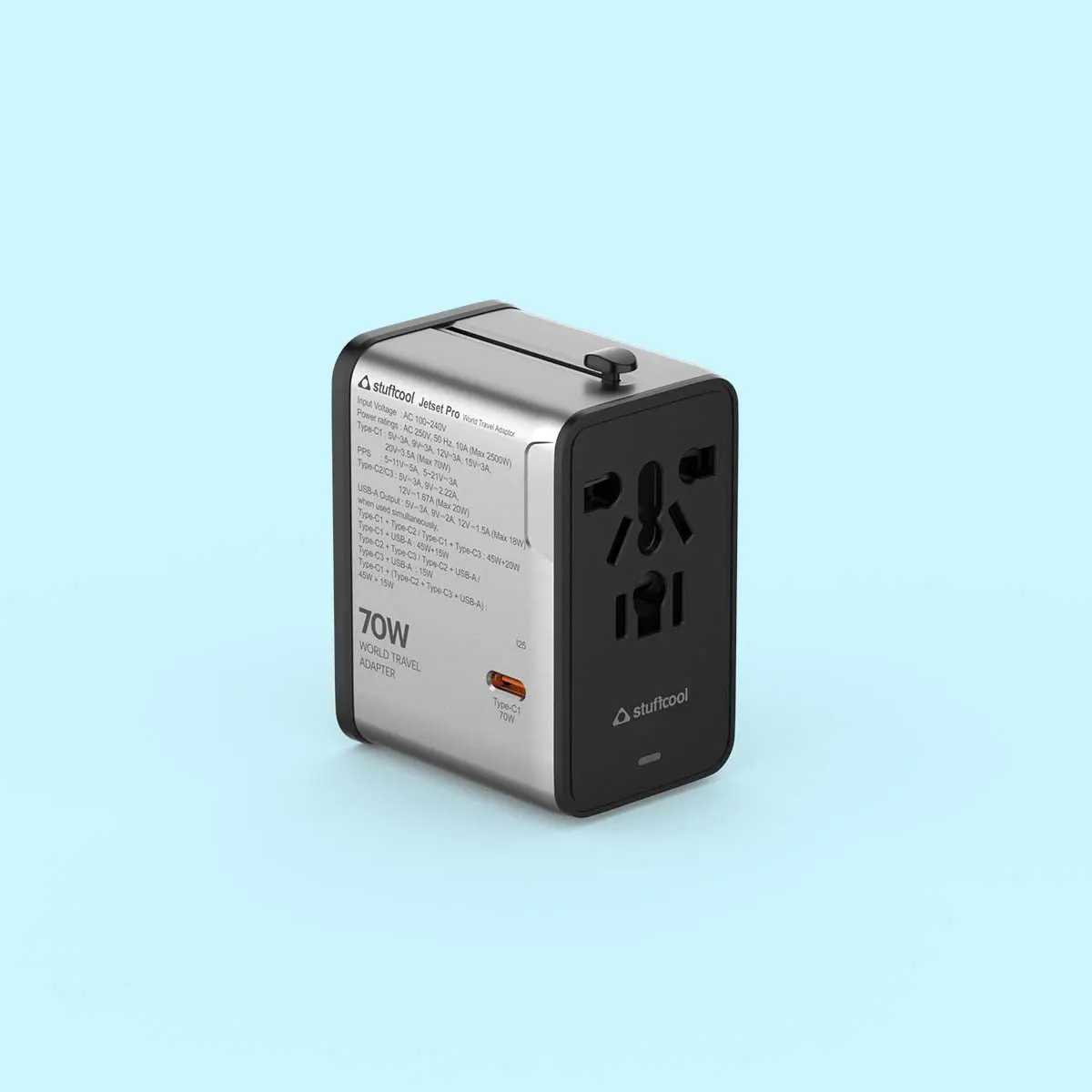 Stuffcool Jetset Pro 70W GaN International Travel Adapter