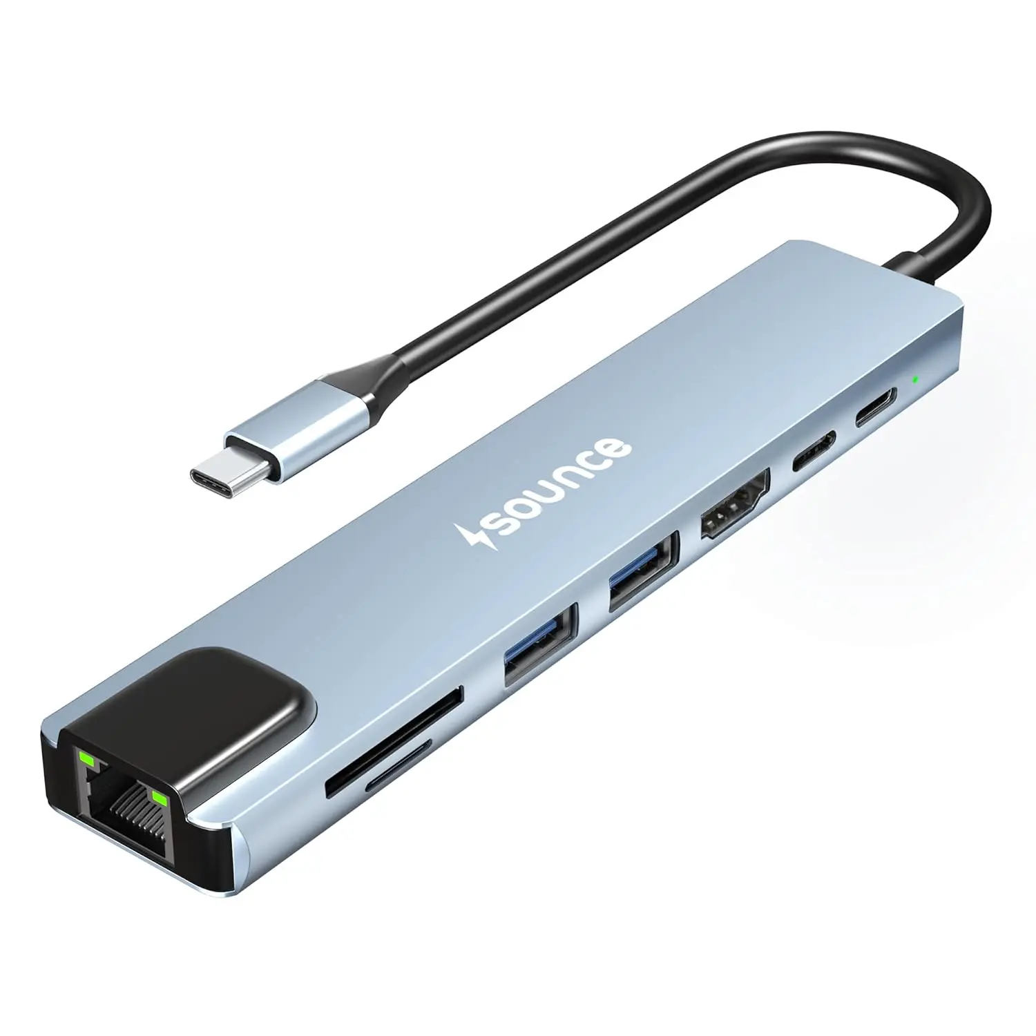 Sounce 8-in-1 USB-C Hub Dock (Premium Aluminium) — 8-in-1 USB-C dock, 1x HDMI 4K