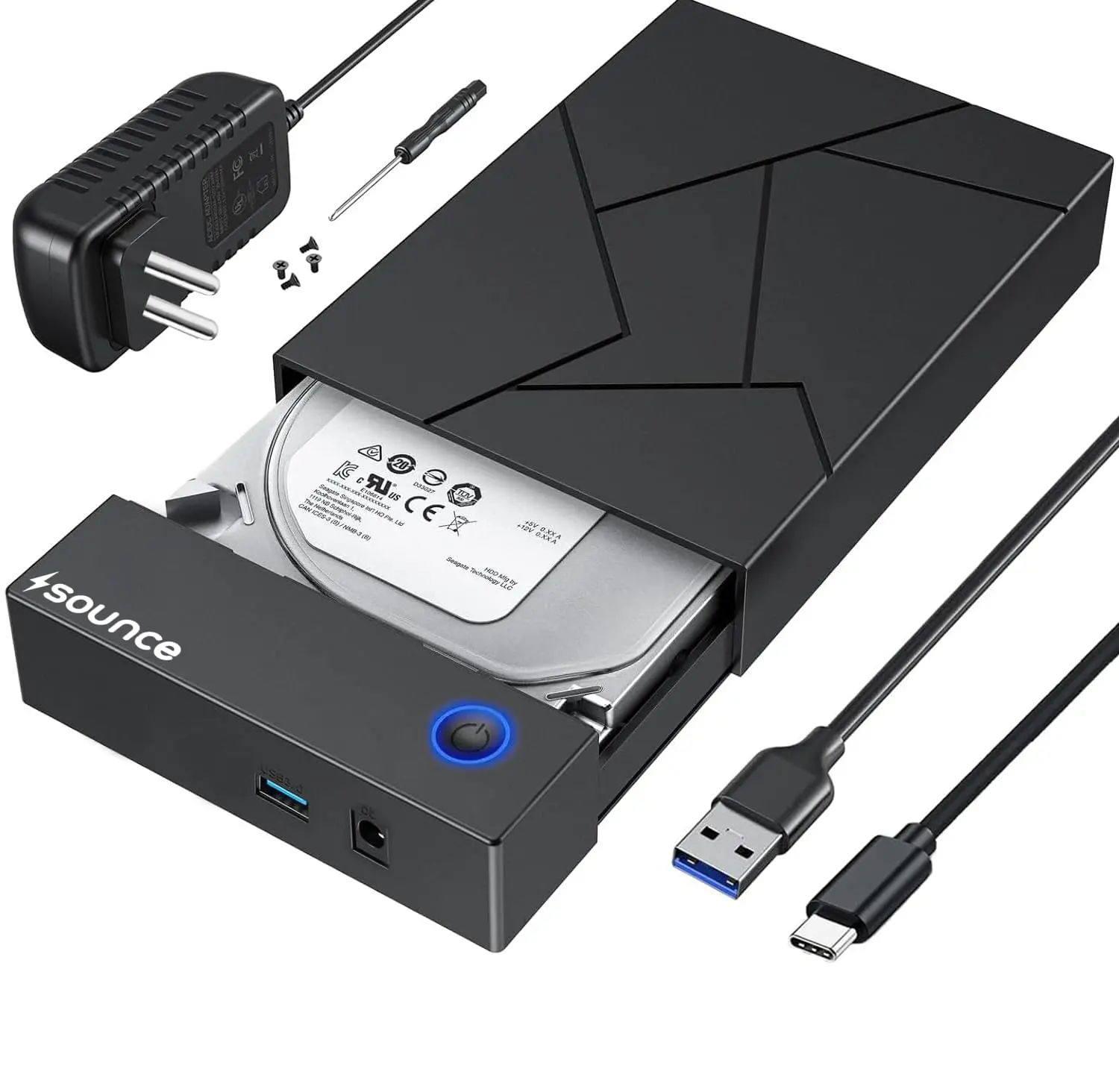 Sounce 3.5"/2.5" SATA Hard Drive Docking Station (USB 3.0 / USB-C) — 3.5" & 2.5" SATA HDD/SSD, USB 3.0 (Type-C variant available)