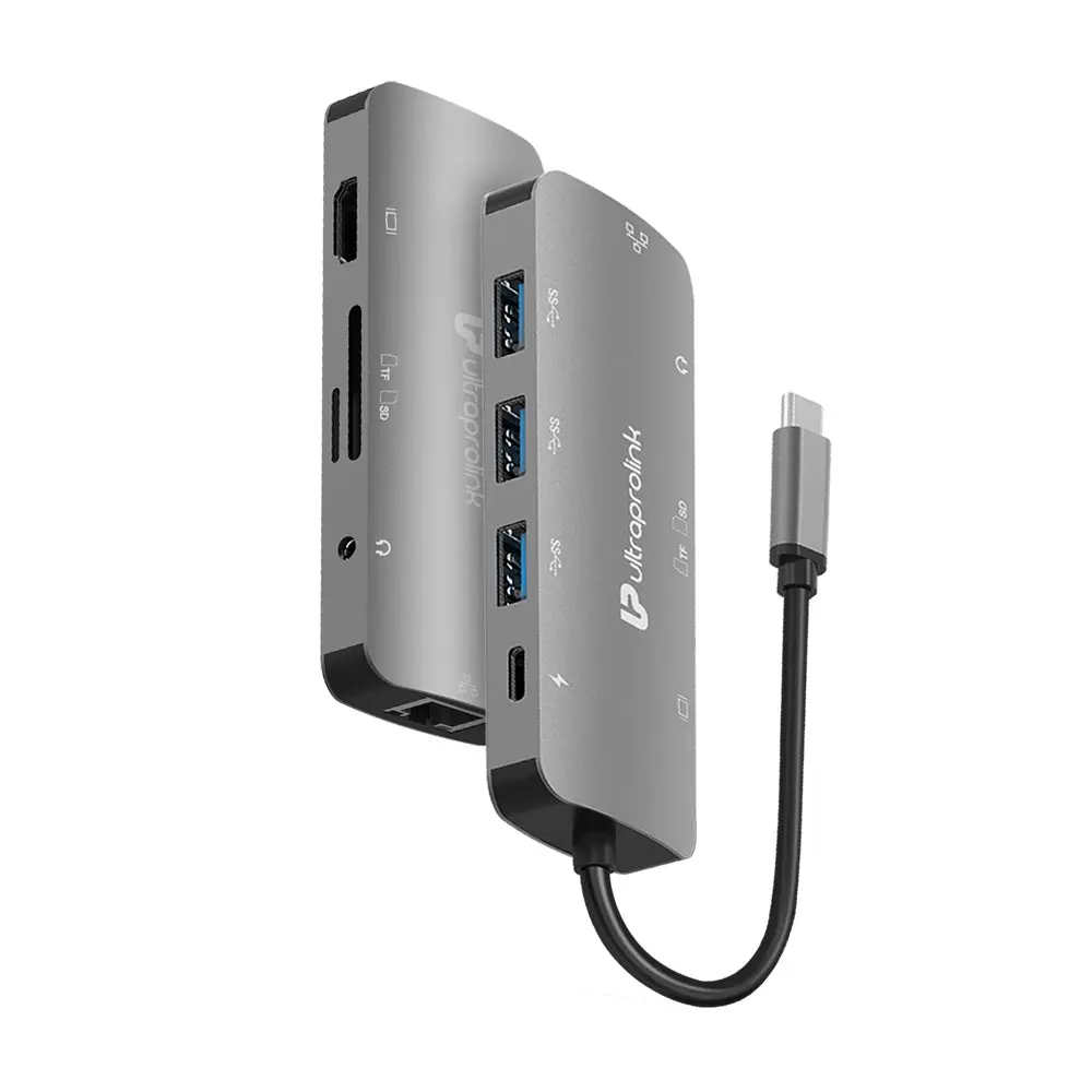 UltraProlink Super Hub 4C USB Type-C 3.1 9-in-1 Hub UL1057 — USB-C 3.1, 9-in-1 (HDMI + 3x USB-A + RJ45 + SD + TF + PD + 3.5mm)