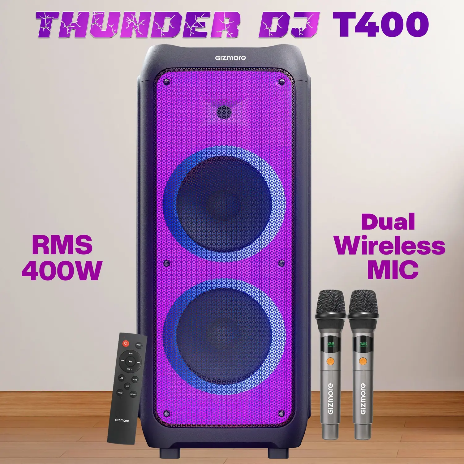 Gizmore Thunder DJ 400W T400 — Bluetooth Speaker, 400 W, 8 H