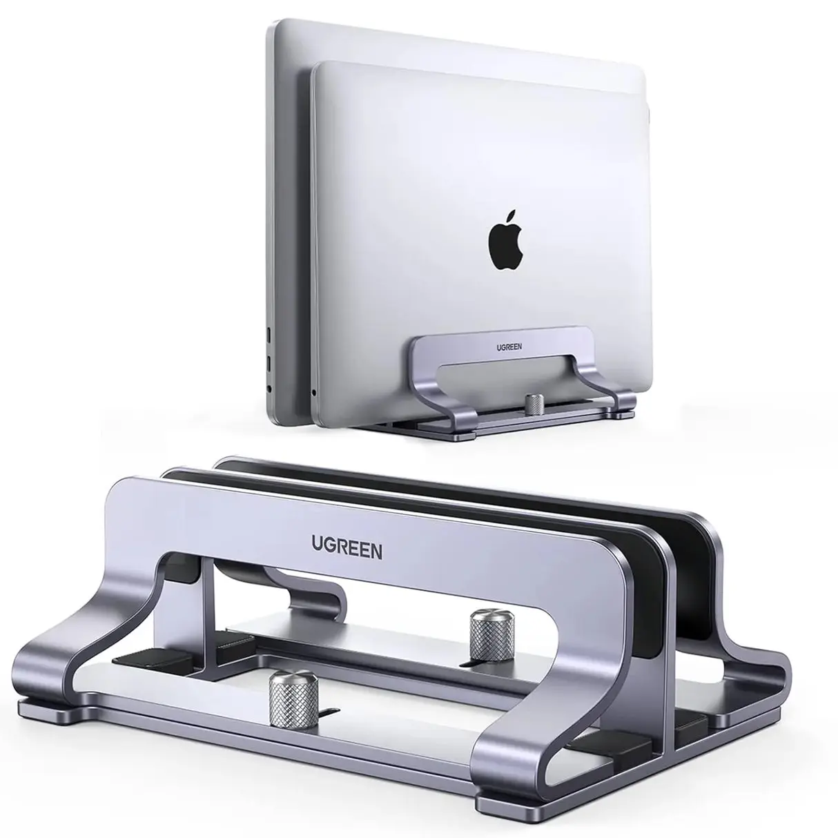 UGREEN Dual-Slot Vertical Laptop Stand (60643) — Aluminum alloy, Adjustable dual slots
