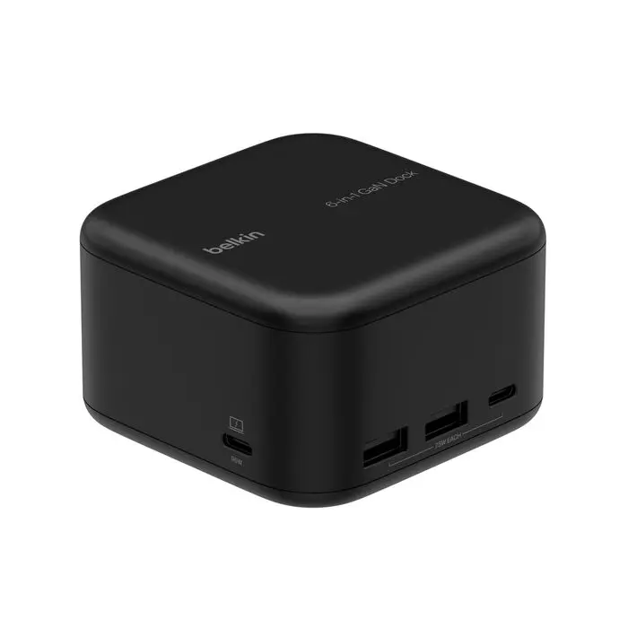 Belkin USB-C 6-in-1 Core GaN Dock 130W (INC018) — 6-in-1: HDMI + USB-A/USB-C + Ethernet, 4K HDMI
