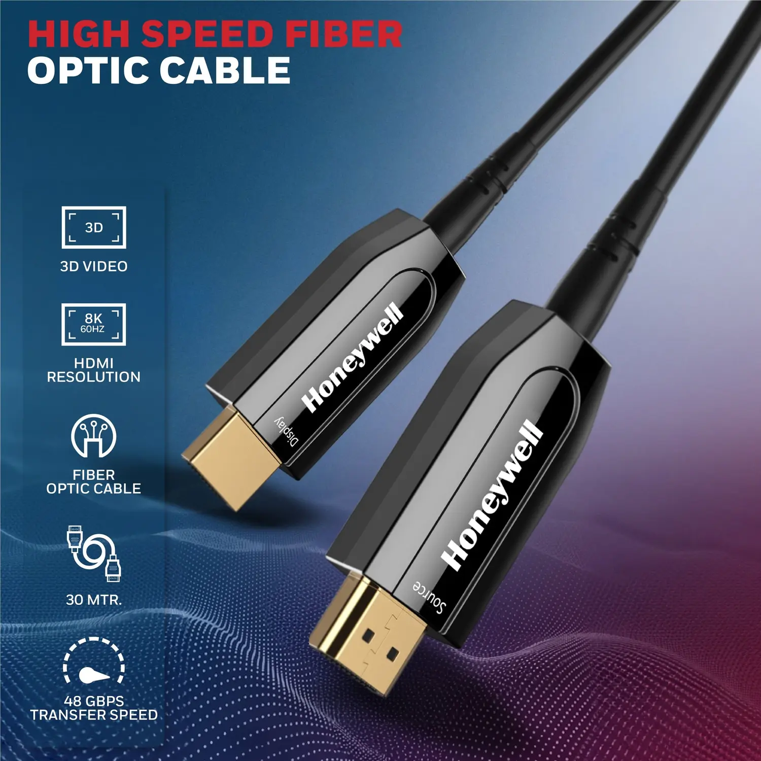 Honeywell HDMI AOC 2.1 Compliant Fiber Optic Cable 10 Mtr