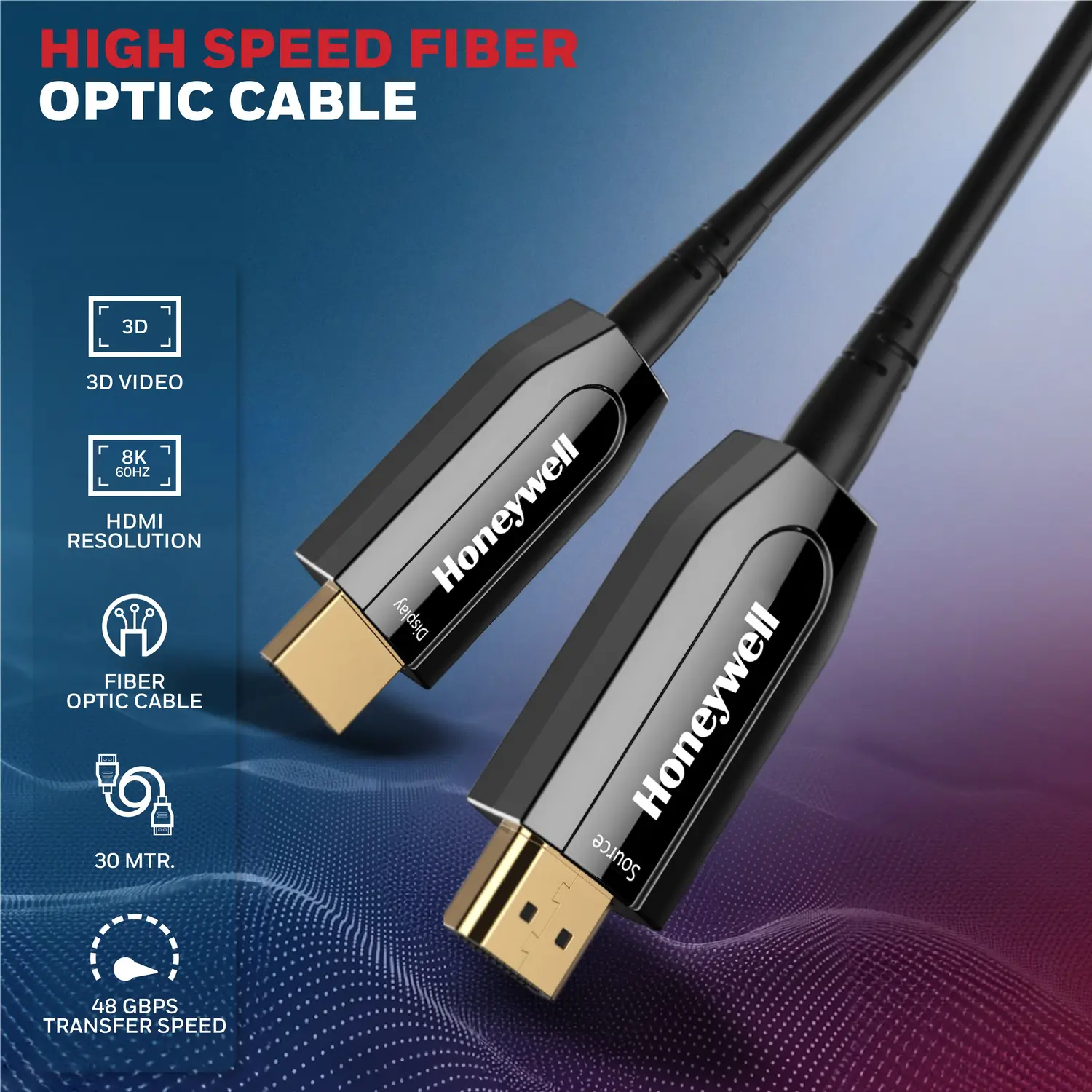 Honeywell HDMI AOC 2.1 Compliant Fiber Optic Cable 20 Mtr