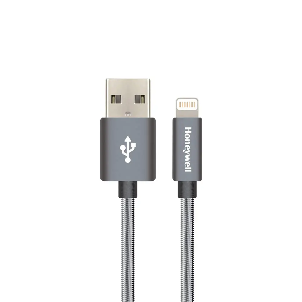 Honeywell USB to Lightning Cable MFi 1.2 Mtr (Nylon Braided) - Grey (HC000020)