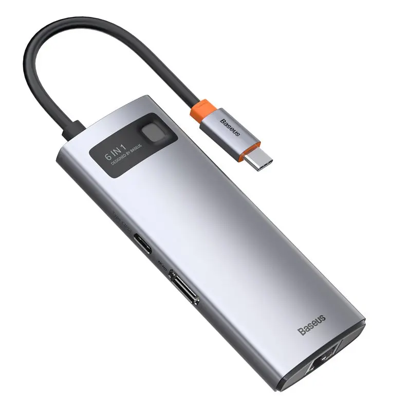 Baseus Metal Gleam 6-in-1 USB-C Hub 4K HDMI 100W Gigabit (B09N6PZSK7)