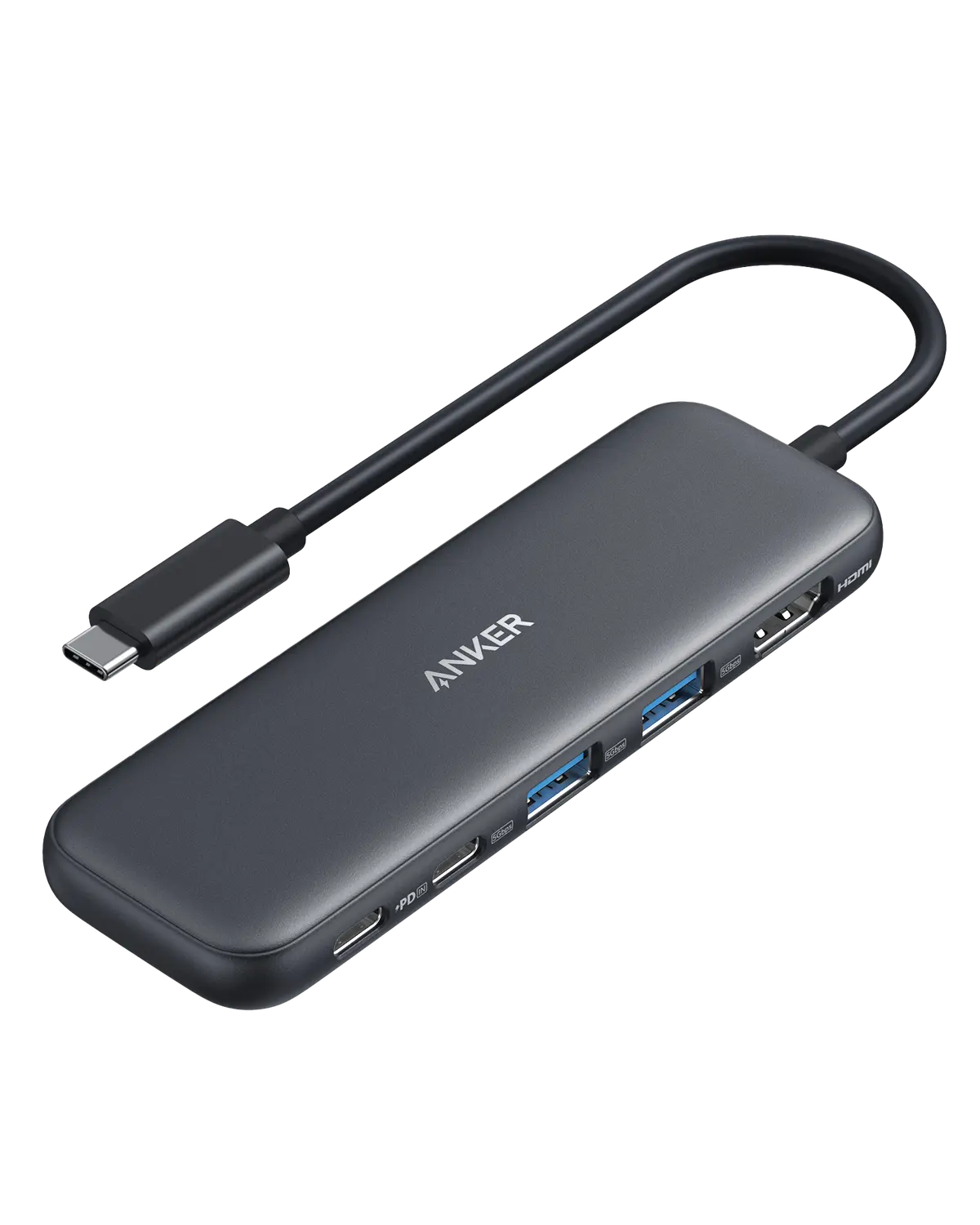 Anker 332 USB-C Hub (5-in-1, 4K HDMI) — 1x HDMI, 1x USB-C (5Gbps data), 2x USB-A 3.0, HDMI 1.4 (4K@30Hz)