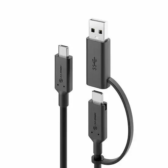 Alogic Elements Series USB-C to USB-C Cable with USB-A Adapter — USB-C to USB-C (+ USB-A adapter), 10Gbps (USB 3.2 Gen 2)