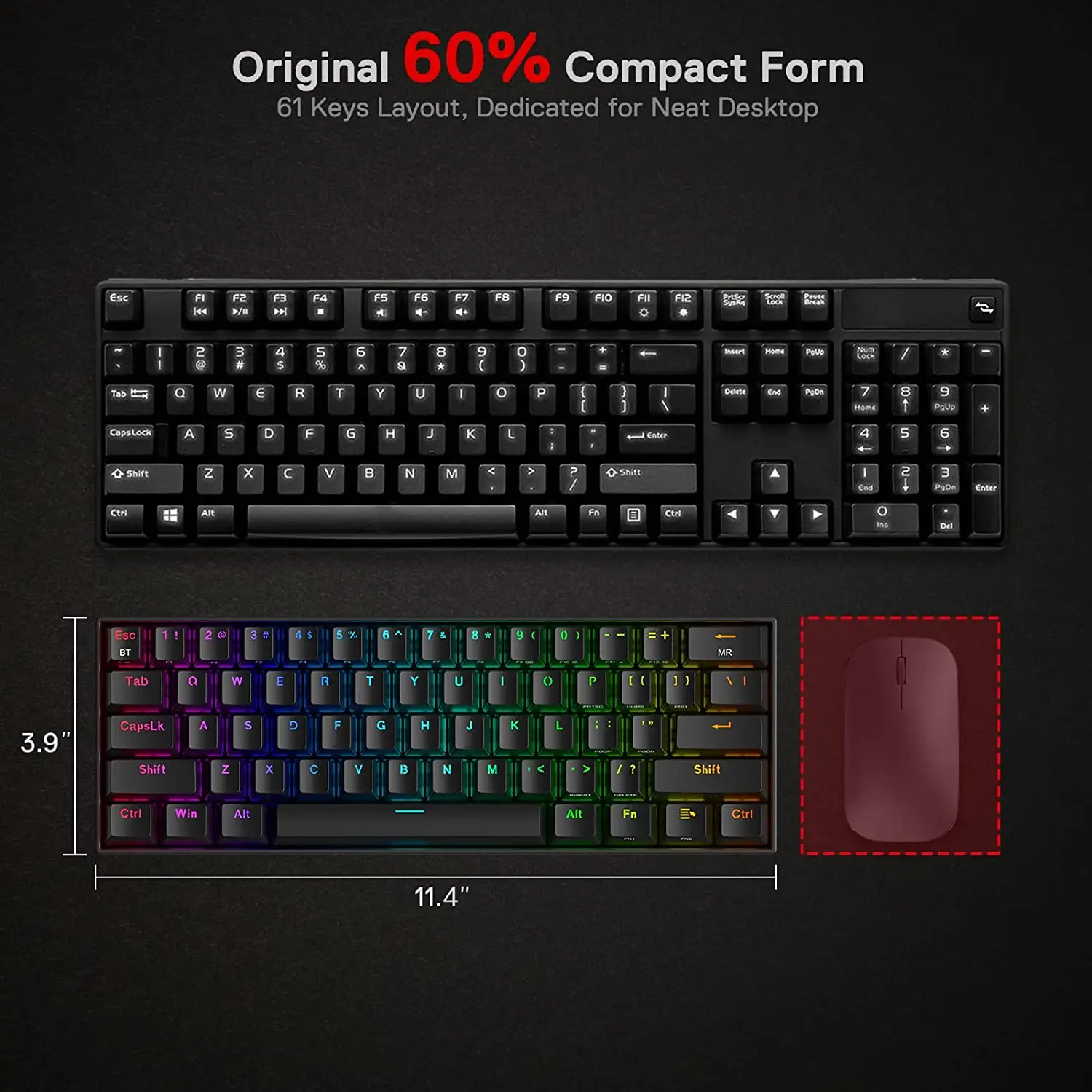 Redragon Draconic Pro K530 Pro — Mechanical Gaming Keyboard, Outemu Red ...