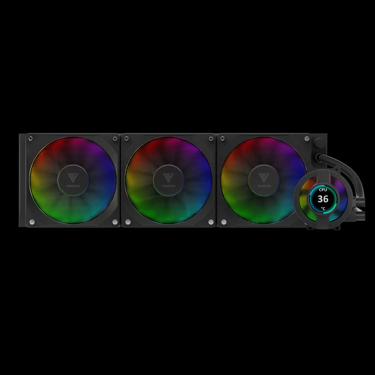 Gamdias Chione P3-360U LCD AIO Liquid Cooler 360mm — 360mm AIO Liquid CPU Cooler with LCD Display