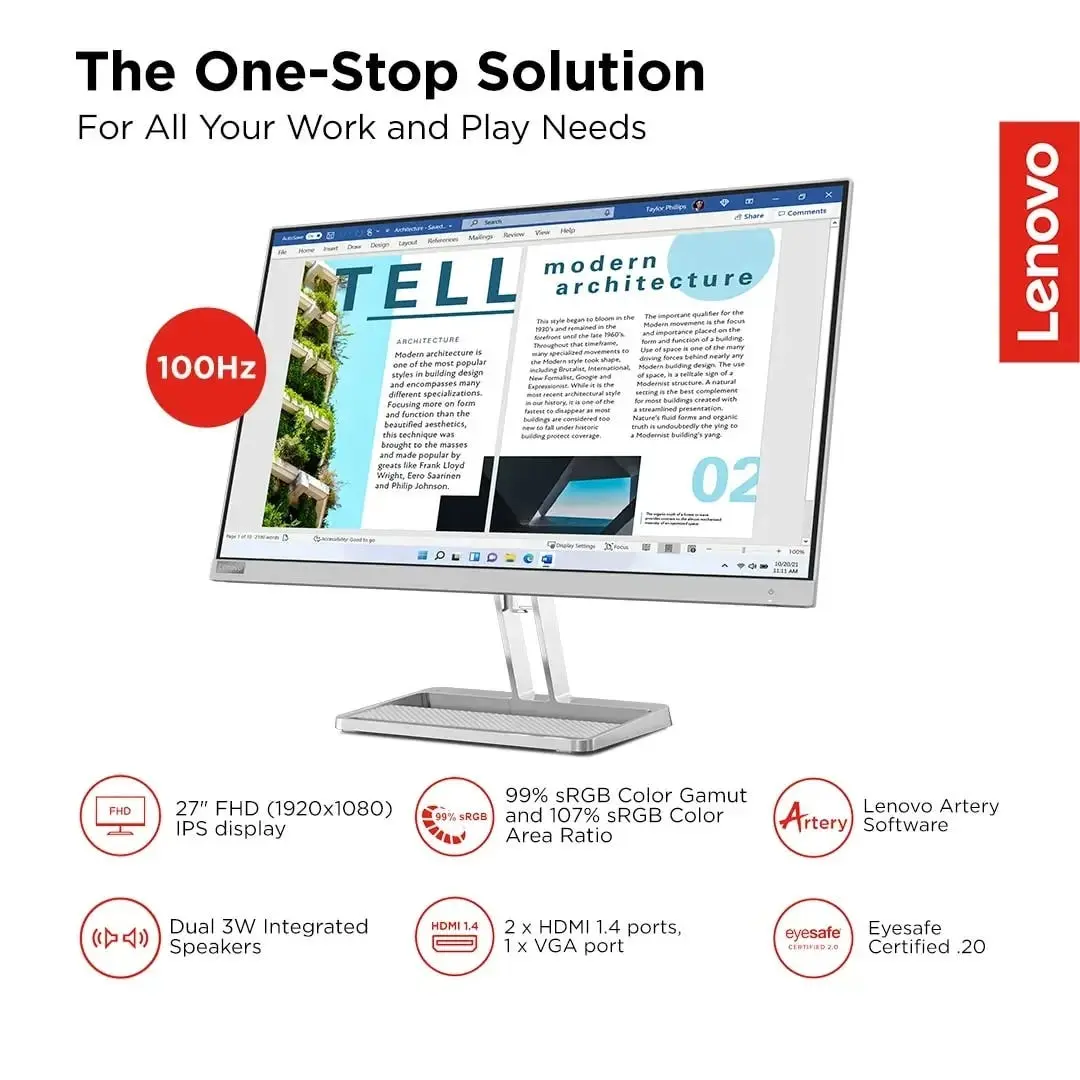 Lenovo L27i-40 27-inch FHD 100Hz Monitor