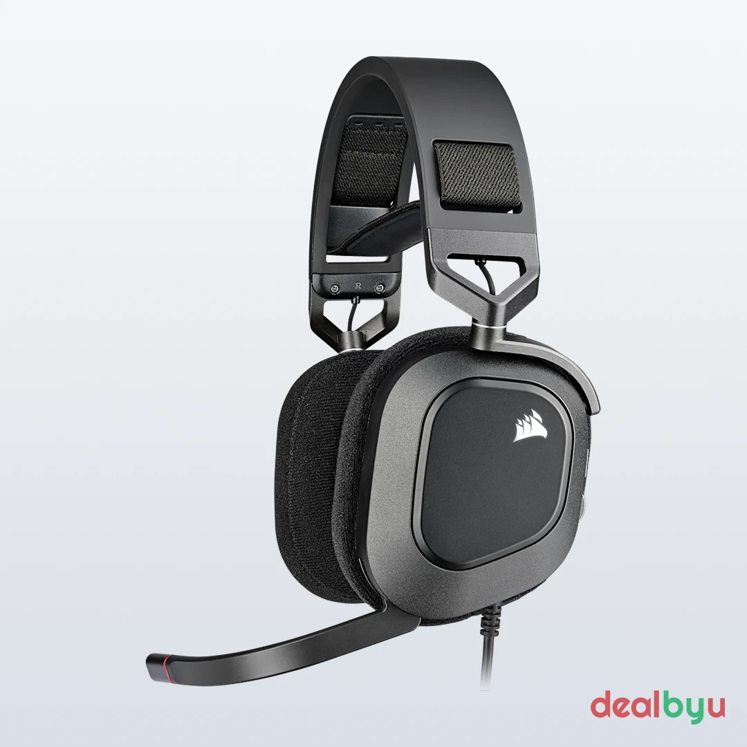 Corsair HS80 RGB USB — Wired USB Gaming Headset, 7.1 Surround, Fixed boom mic