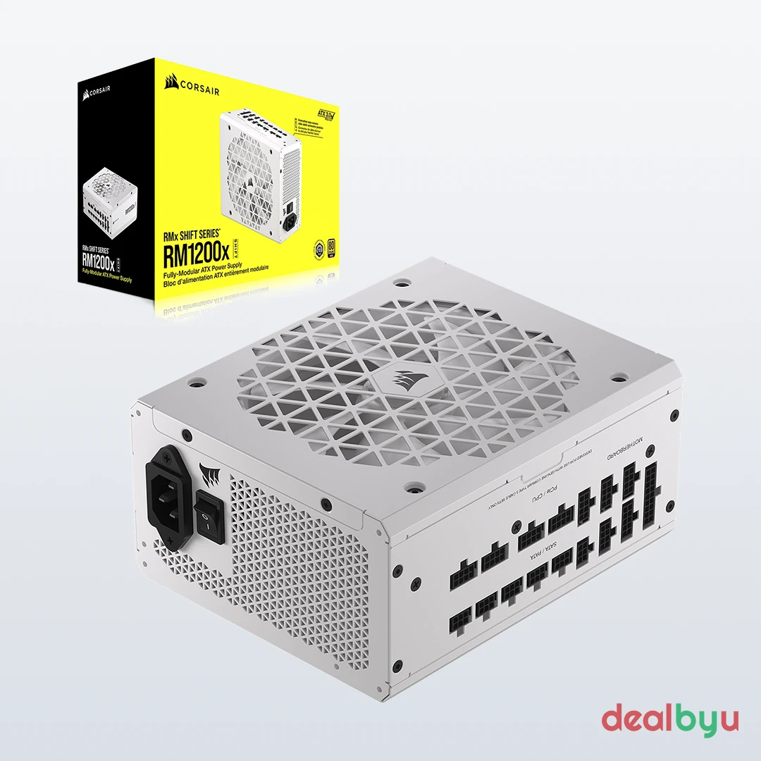 Corsair RM1200x Shift White 1200W — 80+ Gold Fully Modular Power Supply (White)