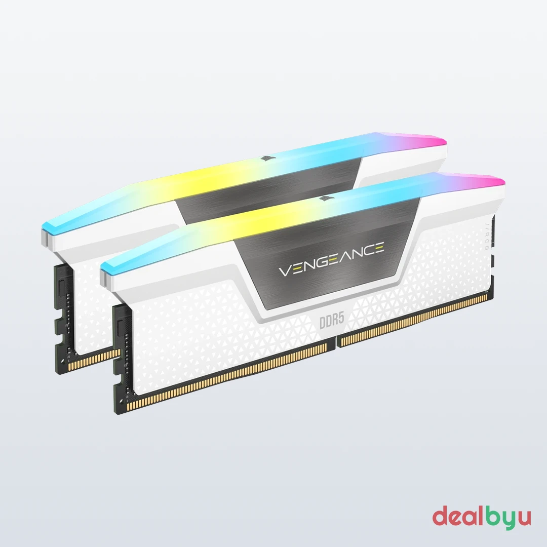 Corsair Vengeance RGB DDR5 64 GB (2 × 32 GB) 6000 MT/s CL30 RGB White Desktop Memory Kit