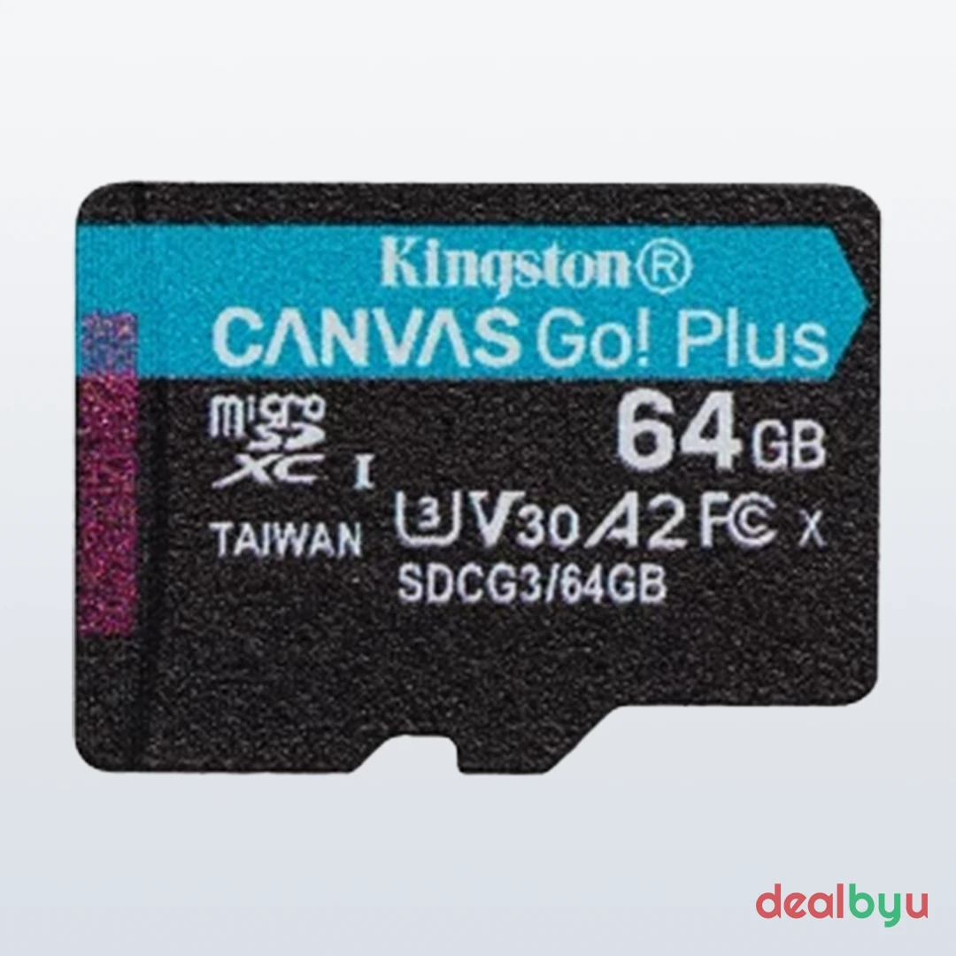 Kingston Canvas Go Plus microSD 64 GB microSDXC Memory Card (C10 U3 V30 A2, 170 MB/s)